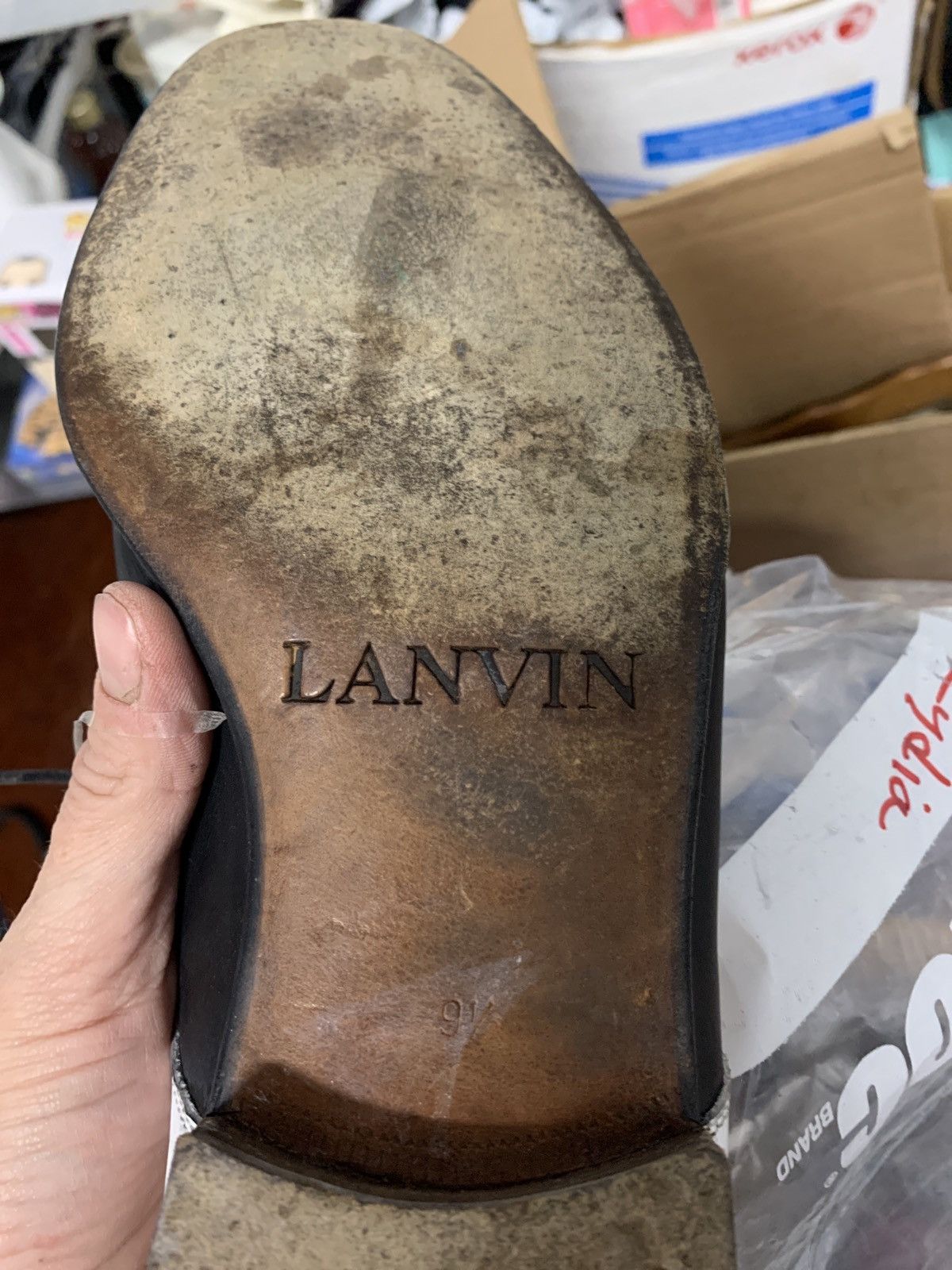 Lanvin × Vintage Vintage Lanvin Men’s Oxford Shoes Black & White Leather Size US 9.5 / EU 42-43 - 9 Thumbnail