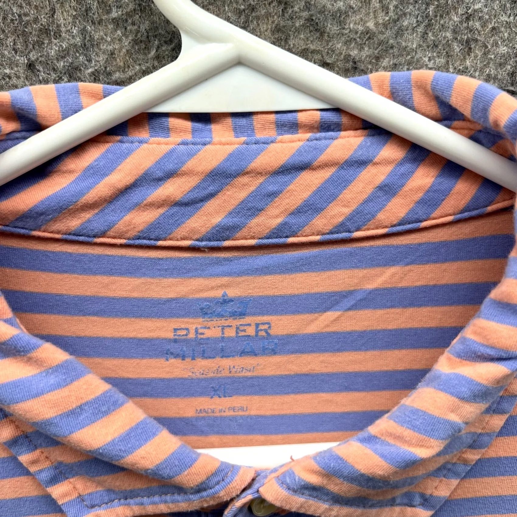 Peter Millar VINTAGE? No — Peter Millar Polo Shirt Mens XL Pink Blue Striped Seaside Preppy Golf Stretch Size US XL / EU 56 / 4 - 5 Thumbnail
