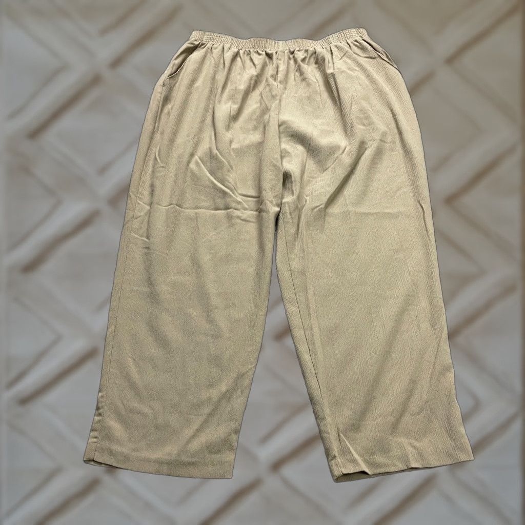 Vintage VINTAGE Briggs New York Pants Womens 22W Brown Elastic Waist Rayon Tapered 34x26 Size 40" / US 18 - 1 Thumbnail