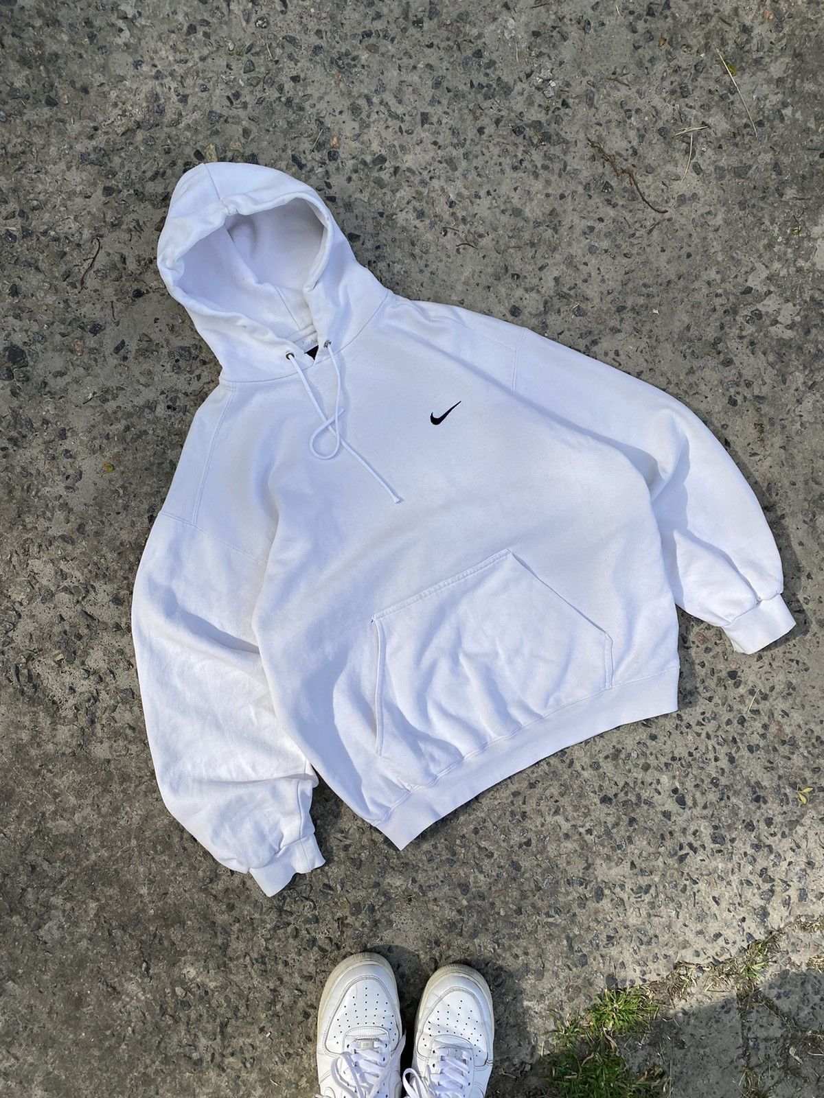 Nike × Vintage Vintage Nike Y2K Baggy Boxy Hoodie basic swoosh Size US L / EU 52-54 / 3 - 6 Thumbnail