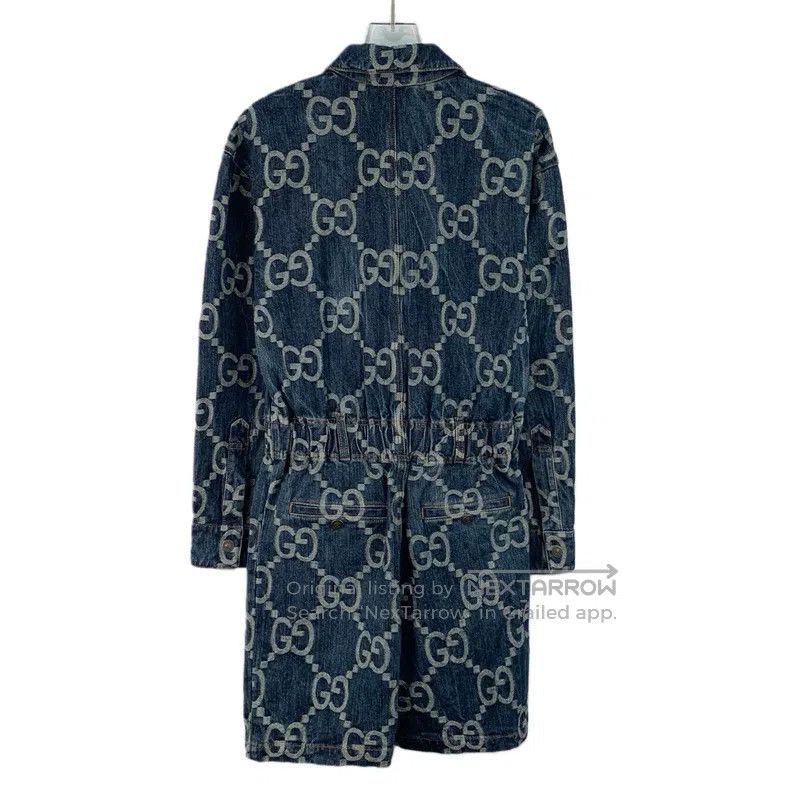 Gucci Gucci Dark blue logo jacquard full-print cotton lapel sing Size 27" / US 4 / IT 40 - 2 Thumbnail
