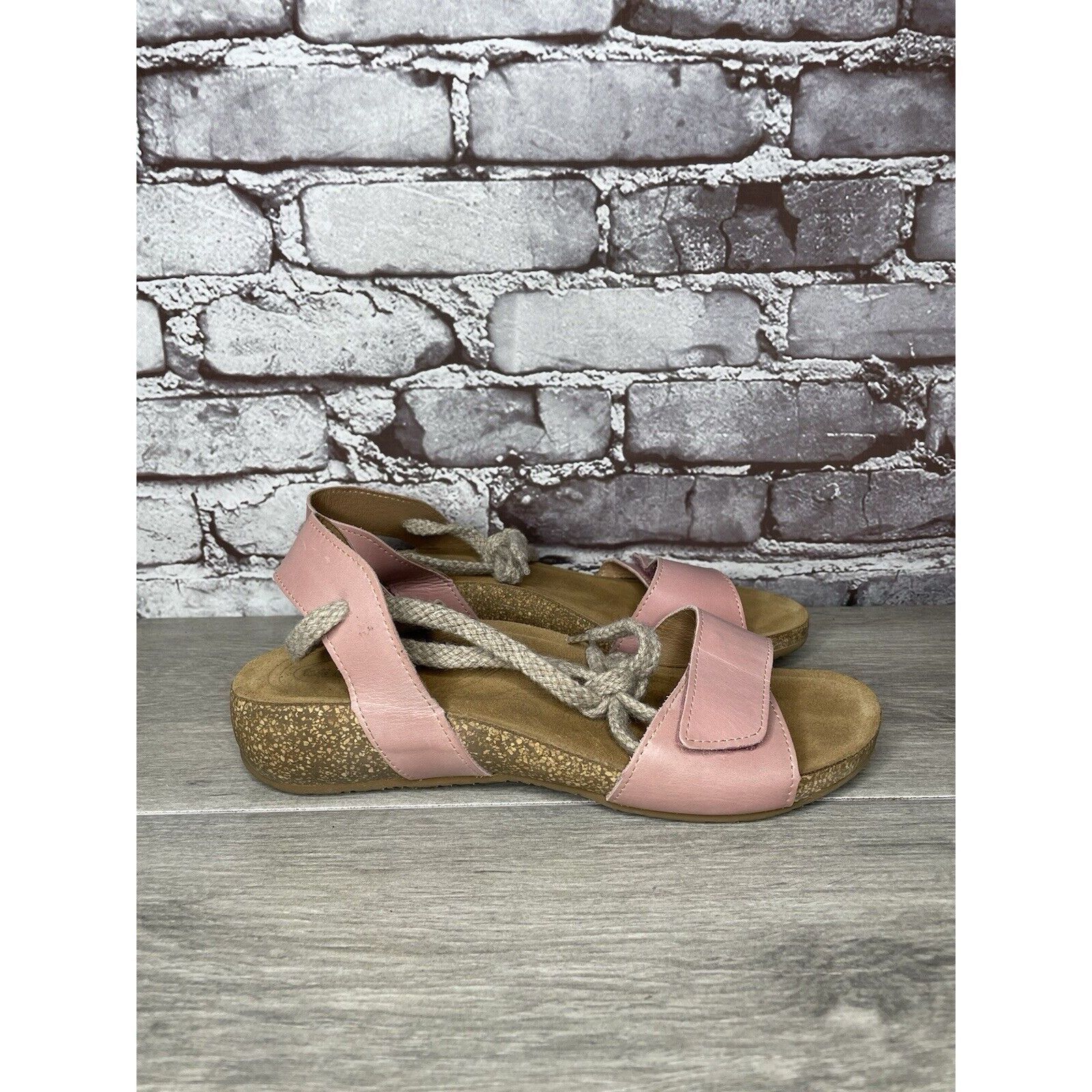 Other TAOS Pink Leather Ankle Lace Strap Cork Wedge Sandals Women Size US 9.5 / IT 39.5 - 19 Thumbnail