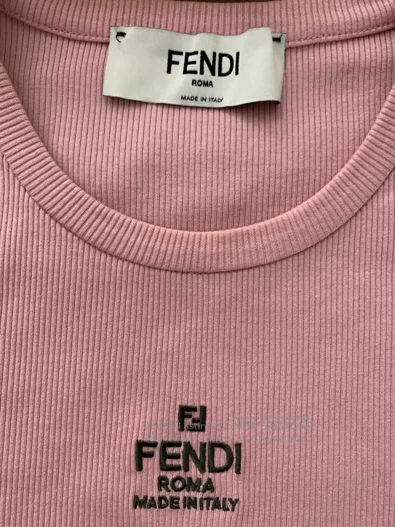 Fendi Fendi Pink Ribbed Short Sleeve Size S / US 4 / IT 40 - 5 Thumbnail