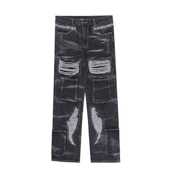VIBE Black Distressed Denim Jeans Size US 32 / EU 48 - 4 Thumbnail