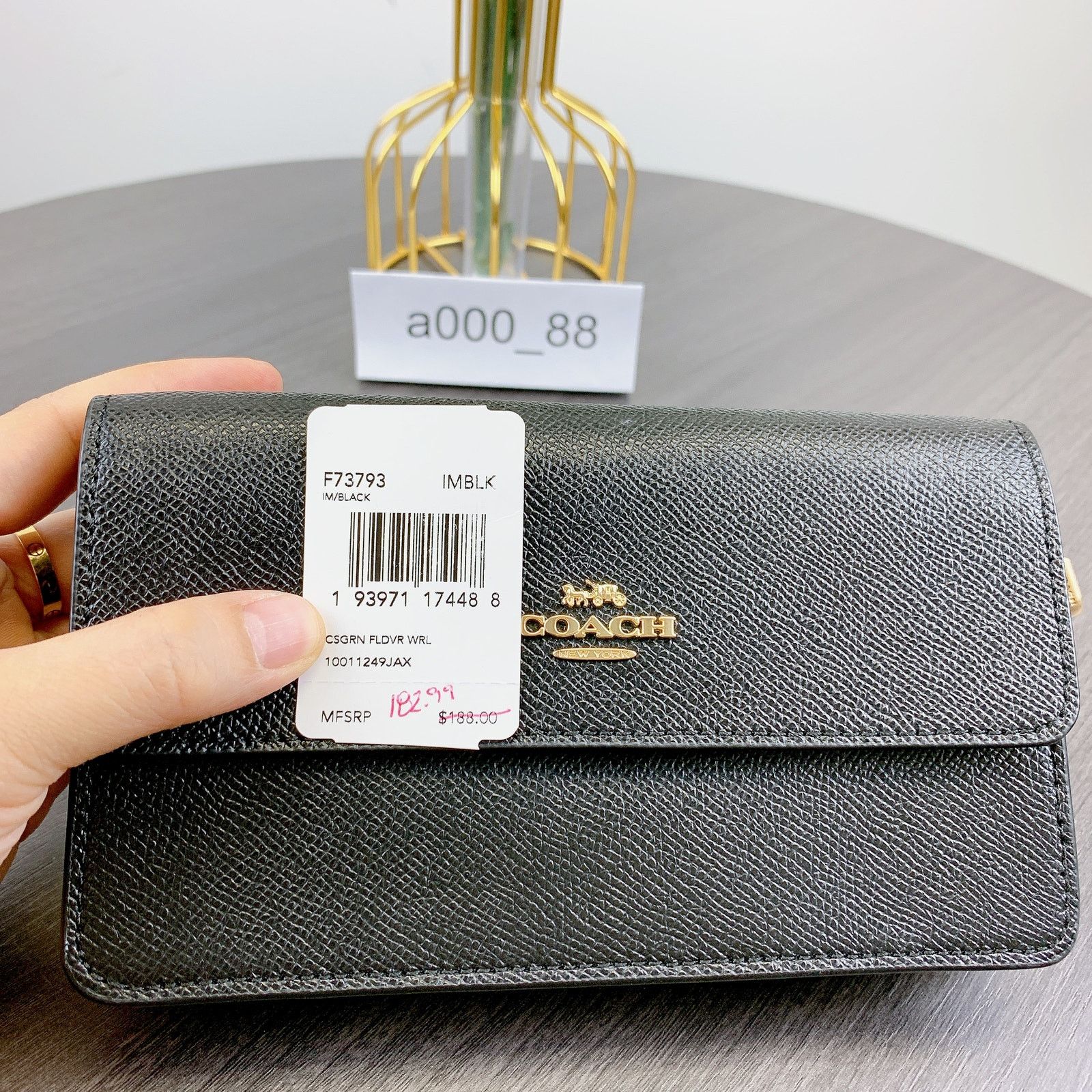 Coach Coach F73793 Foldover Wristlet IN BLACK Size ONE SIZE - 7 Thumbnail