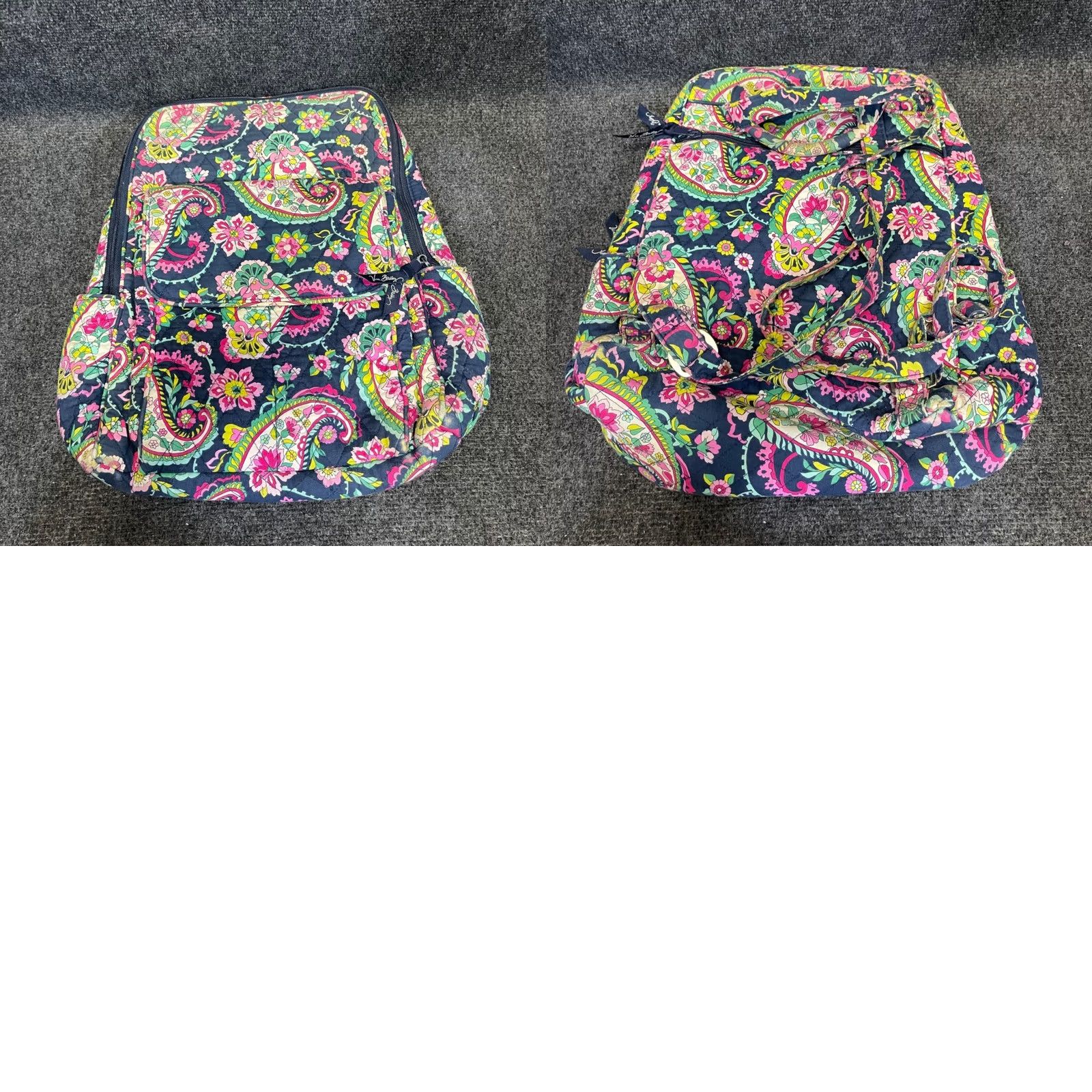 Vera Bradley Petal Paisley Print Travel Bag Womens Large Quilted Campus Backpack Vera Bradley Paisley Backpacks for Women for sale | eBay main image 3