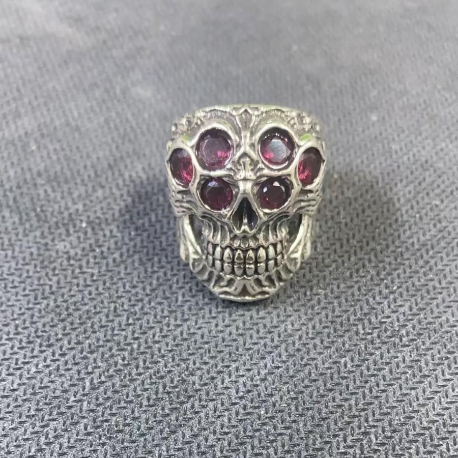Jewelry Skull Vibe Jewelry Rings Open Size Chrome Ring (Size 7-13) Size ONE SIZE - 1 Thumbnail
