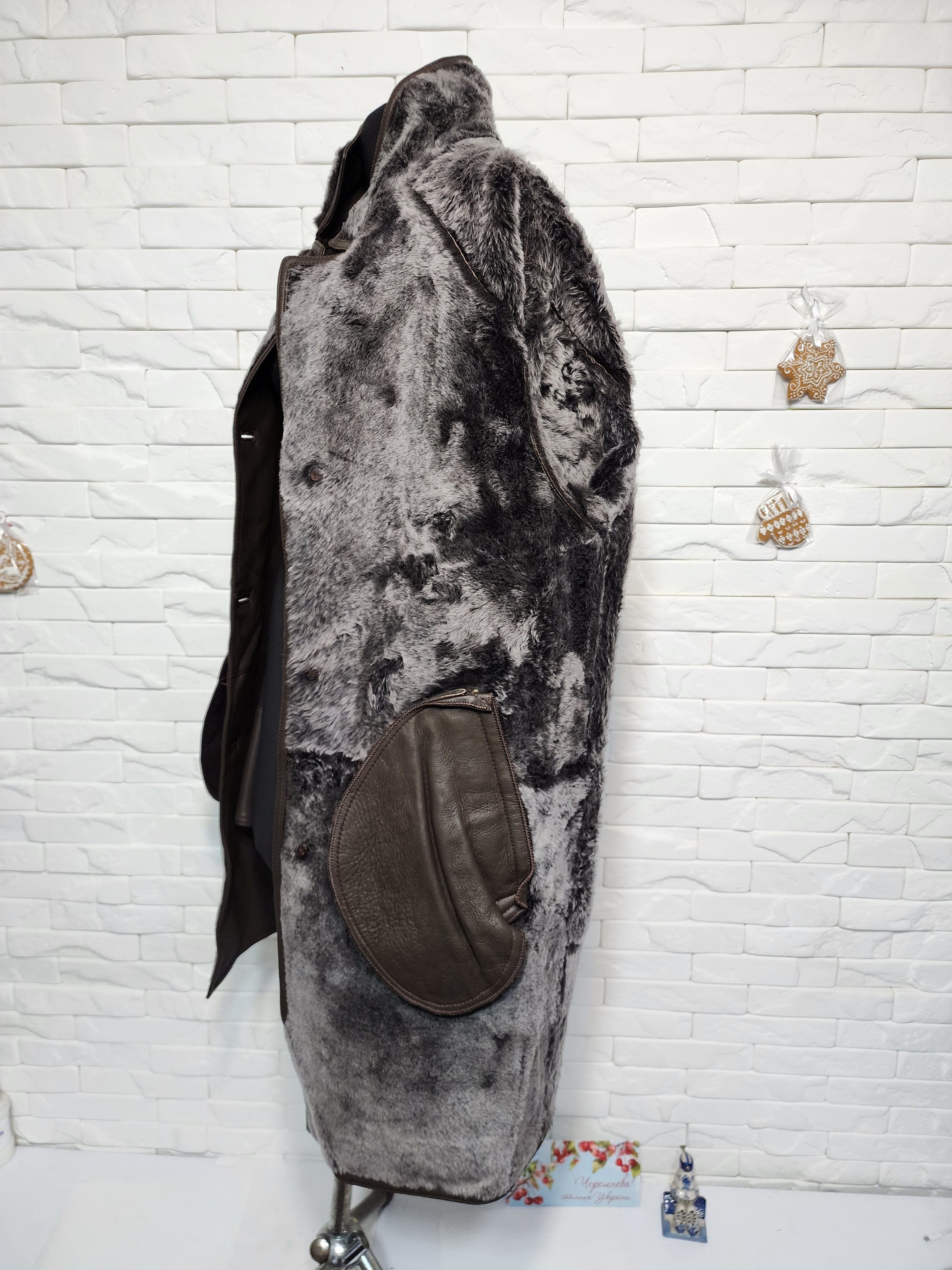 Furla Men's Brown Sheepskin Coat: Genuine Fur, Button Closure Size US L / EU 52-54 / 3 - 10 Thumbnail