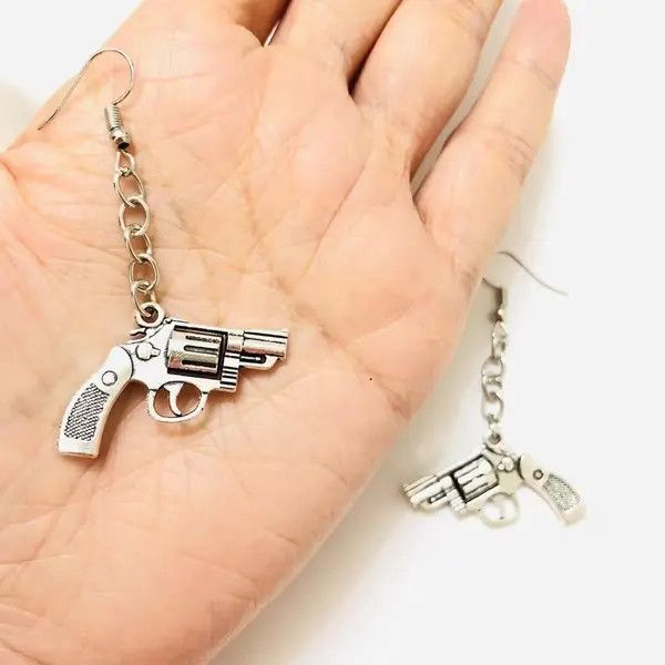 Handmade Iconic drop dangle earrings with short gun pendants Size ONE SIZE - 3 Thumbnail