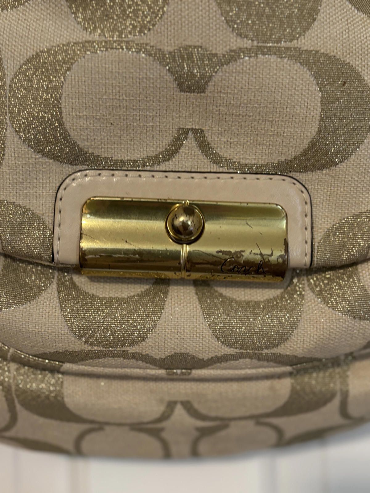 Coach COACH Kristin Lurex Champagne Woven Hobo Shoulder Bag Purse Size ONE SIZE - 4 Thumbnail