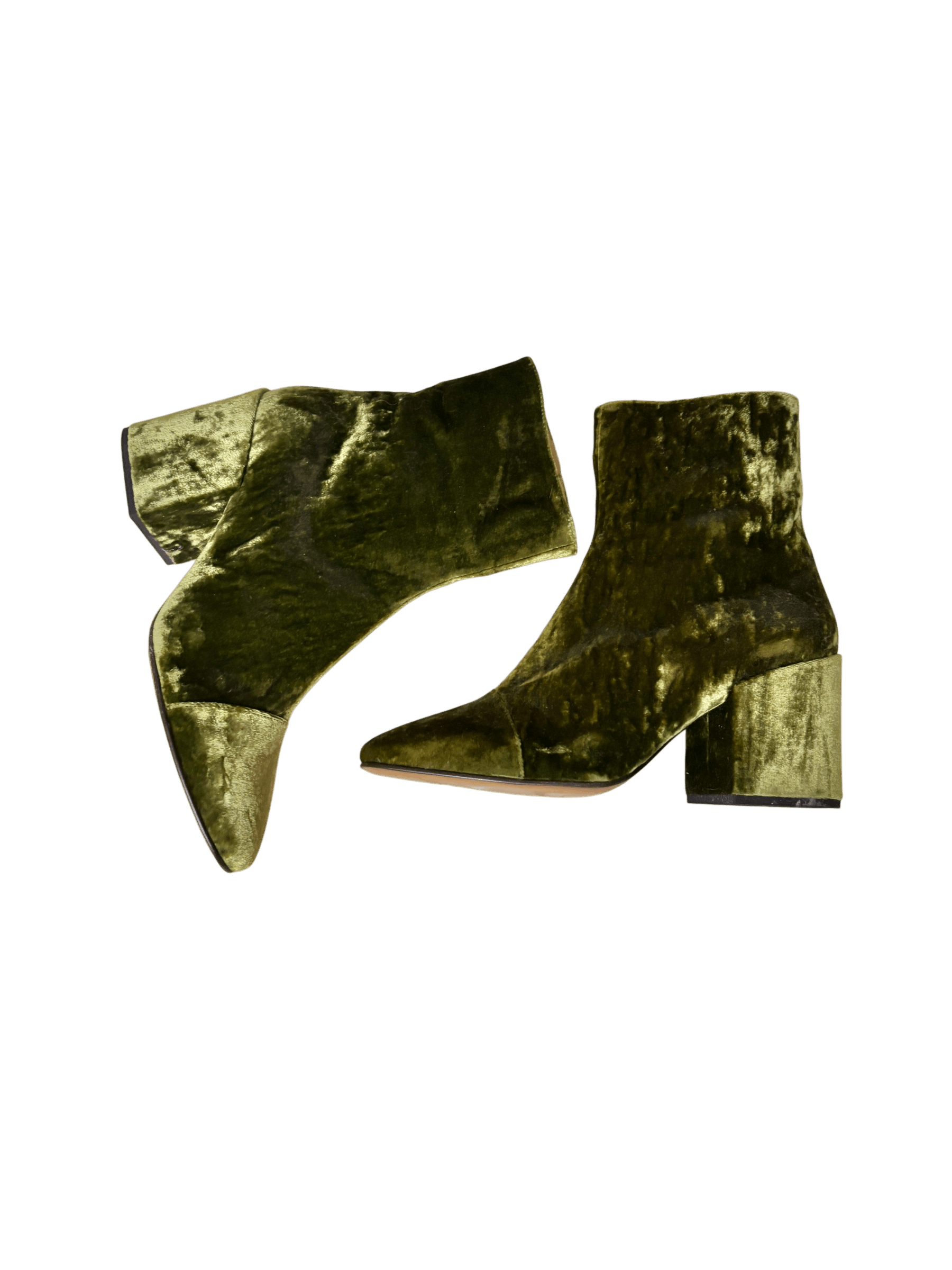 Dries Van Noten Dries Van Noten Green Velvet Ankle Boots, Runway A/W15 Size US 10 / IT 40 - 1 Thumbnail