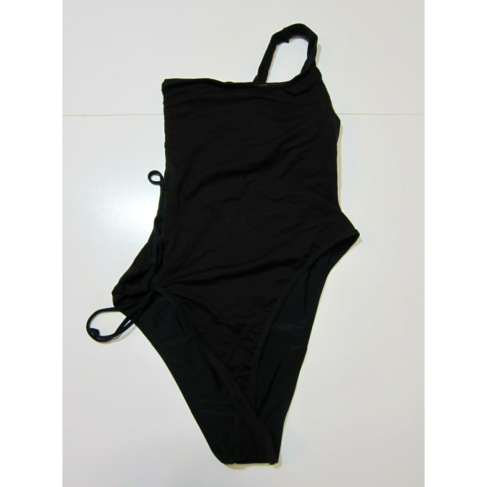 Nasty Gal Nasty Gal Black Crisscross Tie Cut Out One Shoulder One Piece Swimsuit Women 10 Size ONE SIZE - 7 Thumbnail