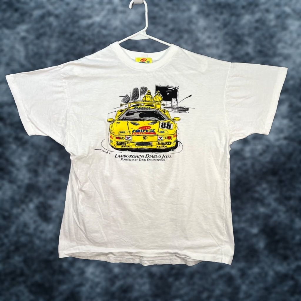 Lamborghini VINTAGE 90s Rain-X Lamborghini Diablo Jota Racing T-Shirt White Size Large Size US L / EU 52-54 / 3 - 1 Thumbnail