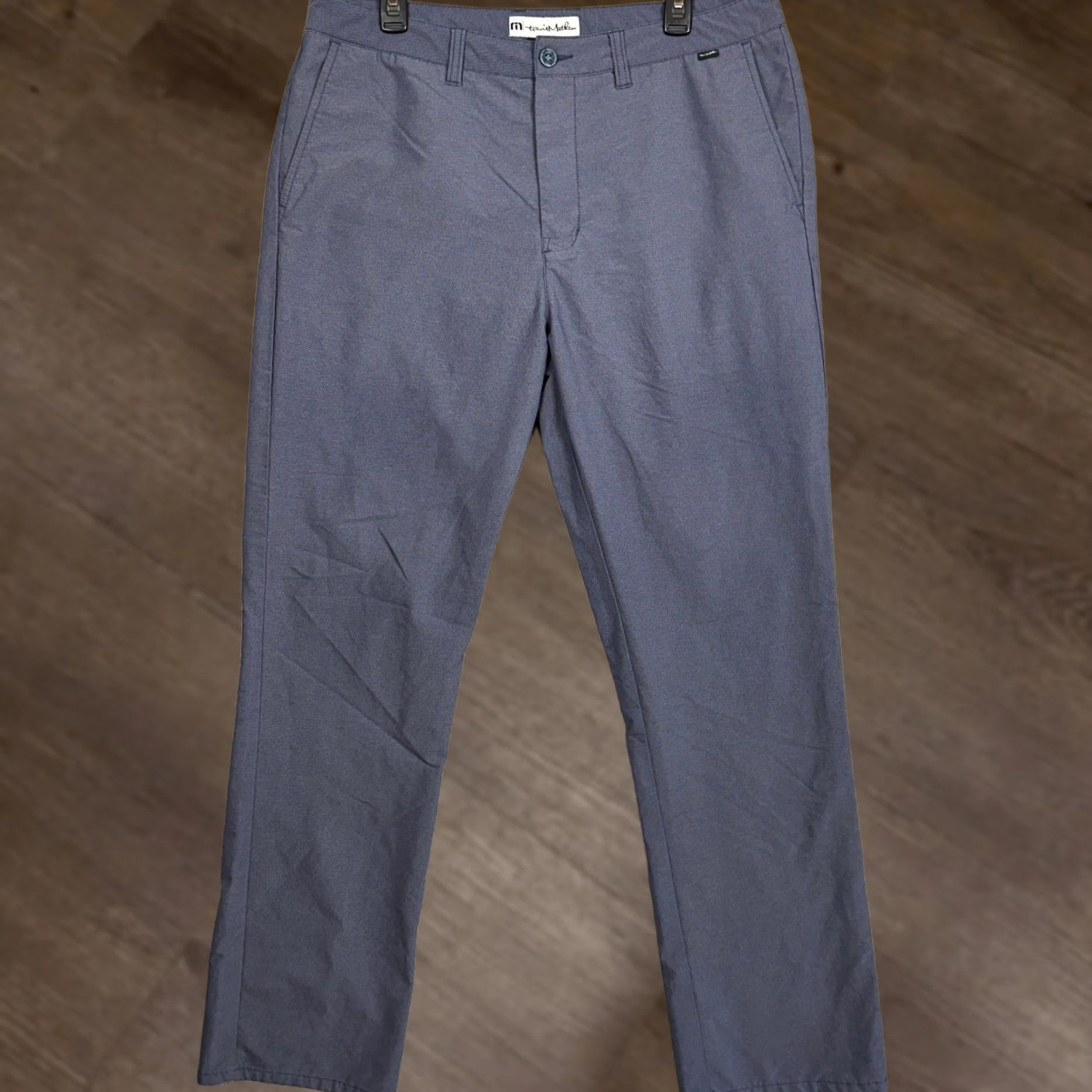 TravisMathew TravisMathew Pants Mens 36 Blue Grey Golf Chino Flat Front Stretch Performance Pocket Slash Size US 36 / EU 52 - 1 Thumbnail