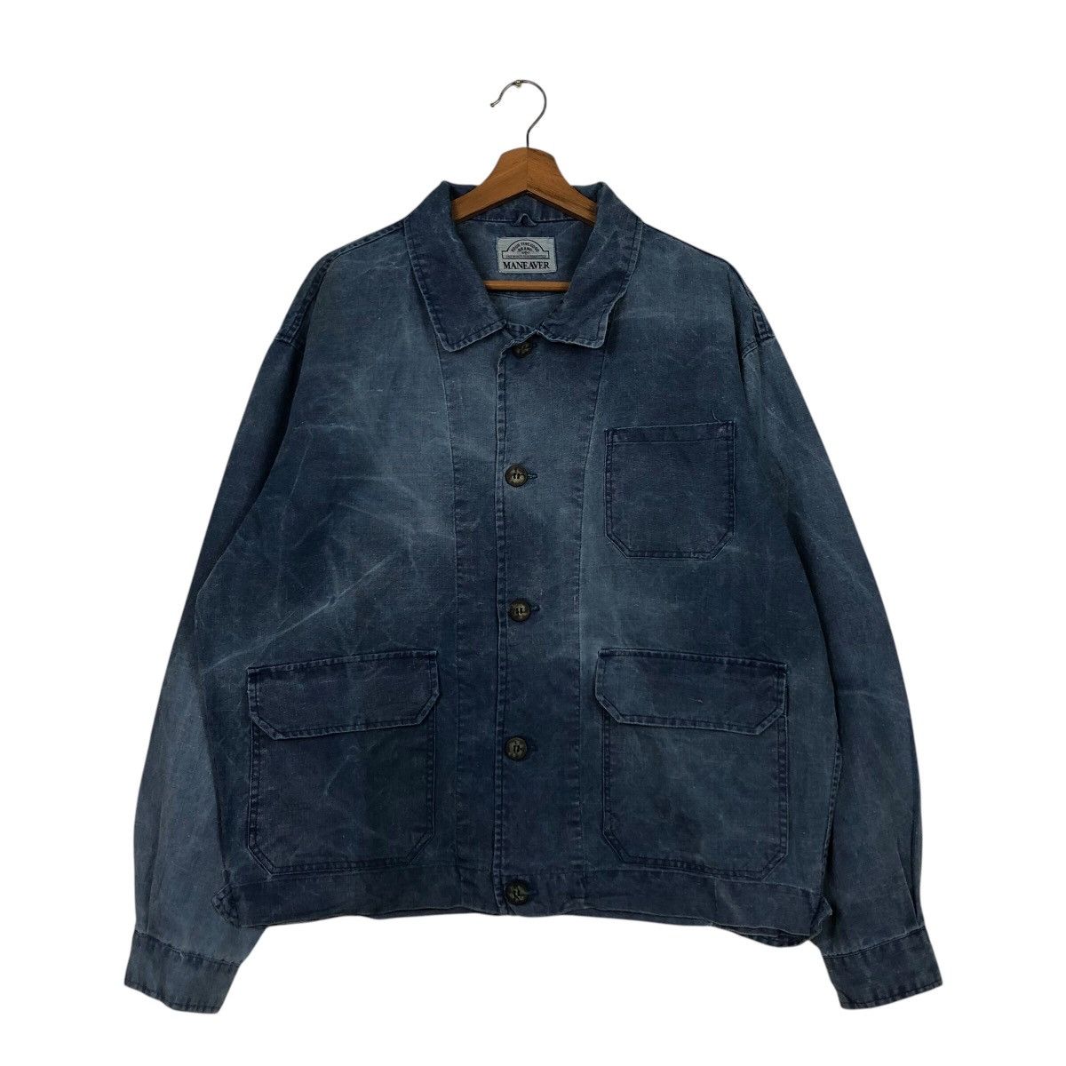 Japanese Brand 📌Vintage Denim Bomber Jacket Maneaver Issey Miyake Size US L / EU 52-54 / 3 - 2 Thumbnail