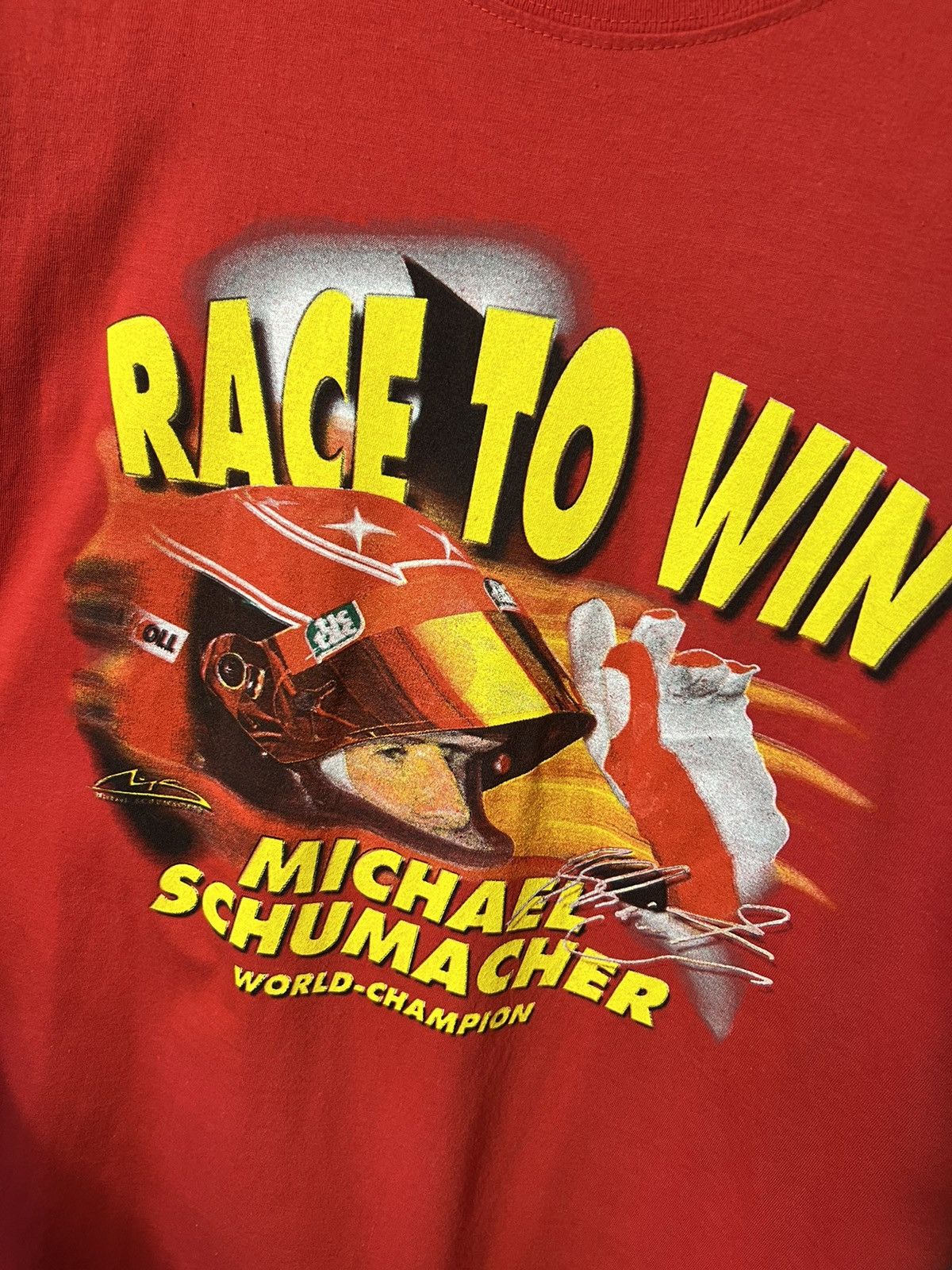 NASCAR Vintage 90s Michael Schumacher “ Race To Win” T-Shirt Size US L / EU 52-54 / 3 - 4 Thumbnail