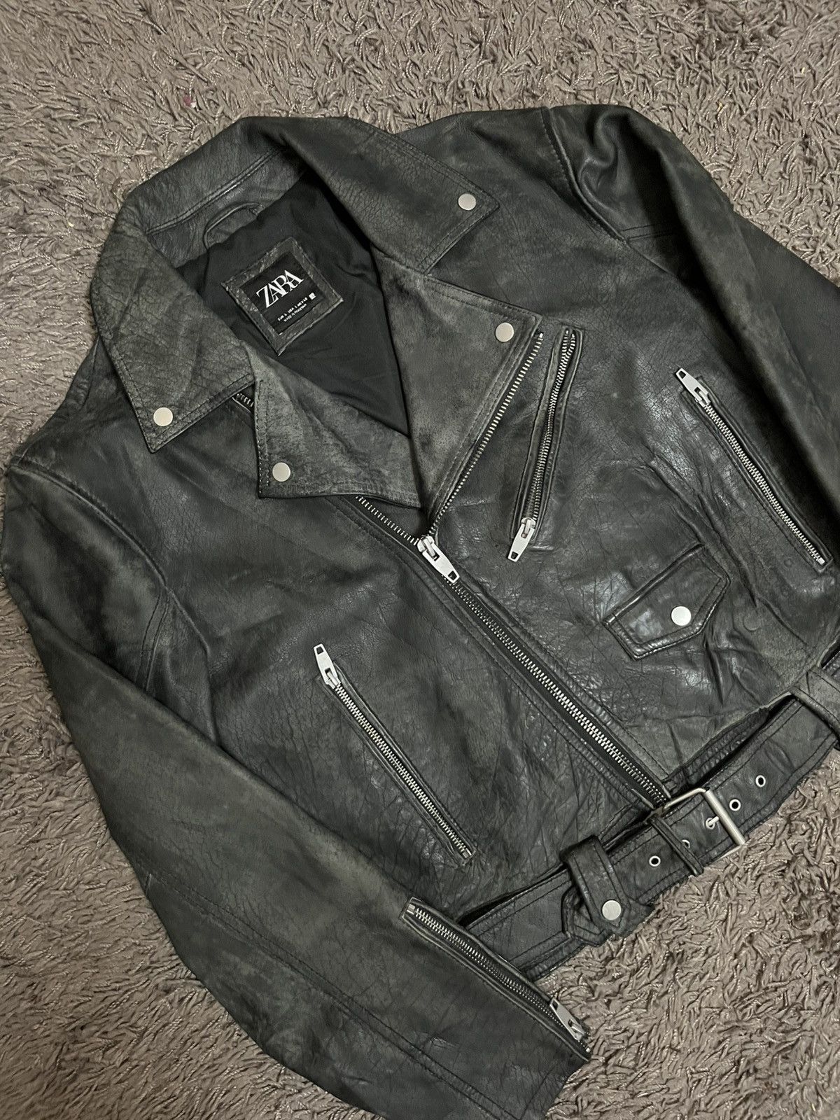 Zara Vintage 2000s buffalo leather double collar #H1 Size US L / EU 52-54 / 3 - 8 Thumbnail