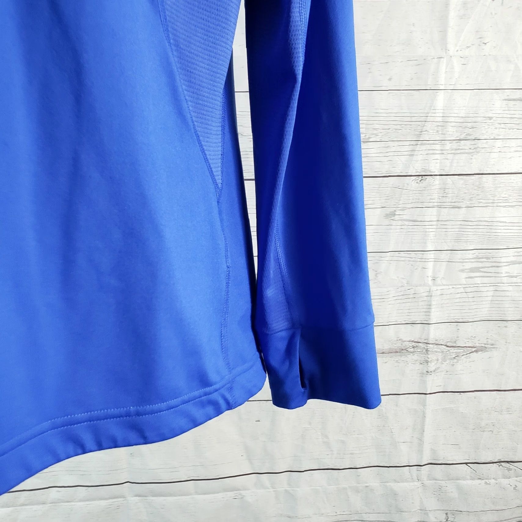 Adidas adidas Womens 1/4 Zip Pullover Shirt L Blue Long Sleeve Thumbholes Size L / US 10 / IT 46 - 3 Thumbnail