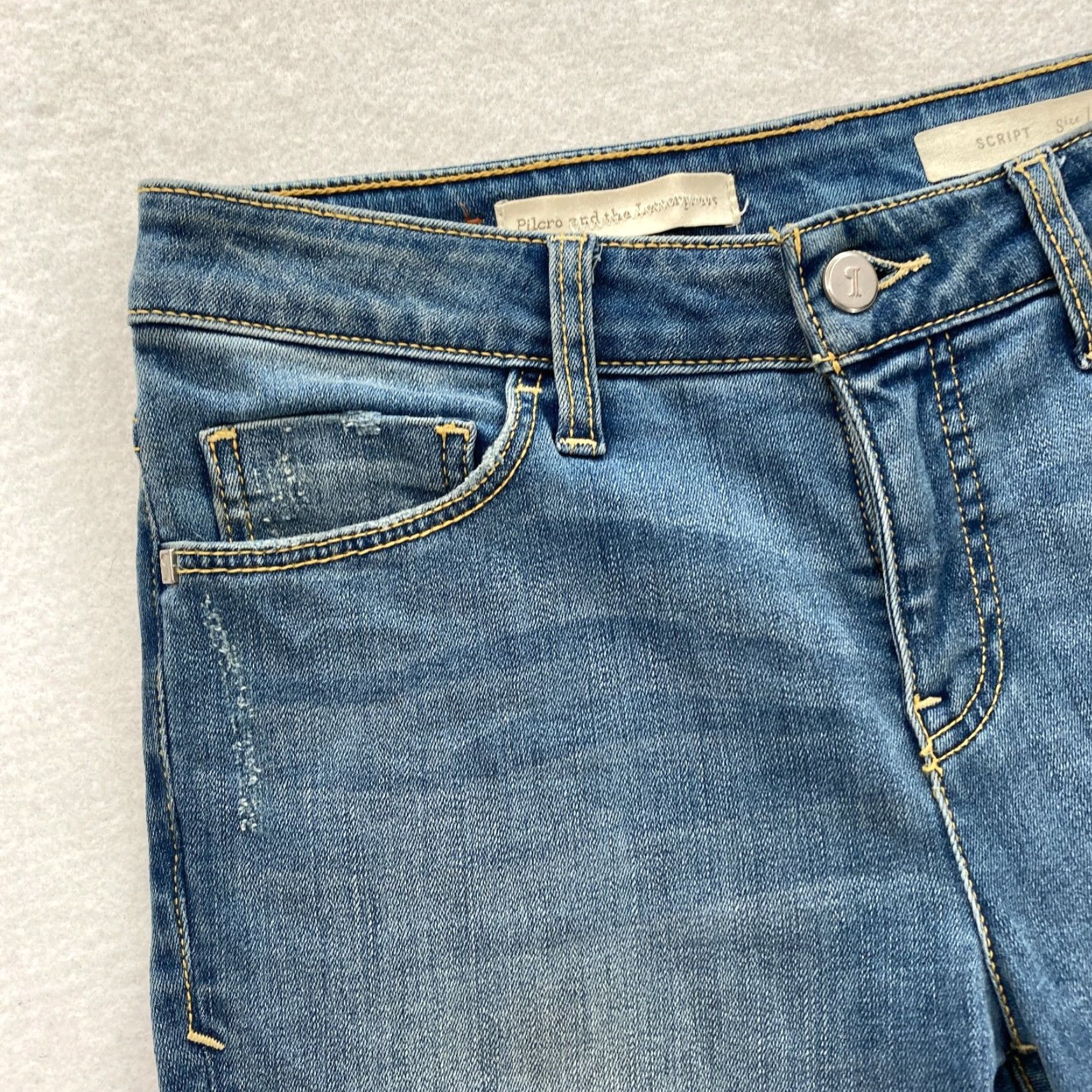 Vintage Pilcro and the Letterpress Script Women's 28 Medium Distressed Blue Denim Jeans Size 28" / US 6 / IT 42 - 4 Thumbnail
