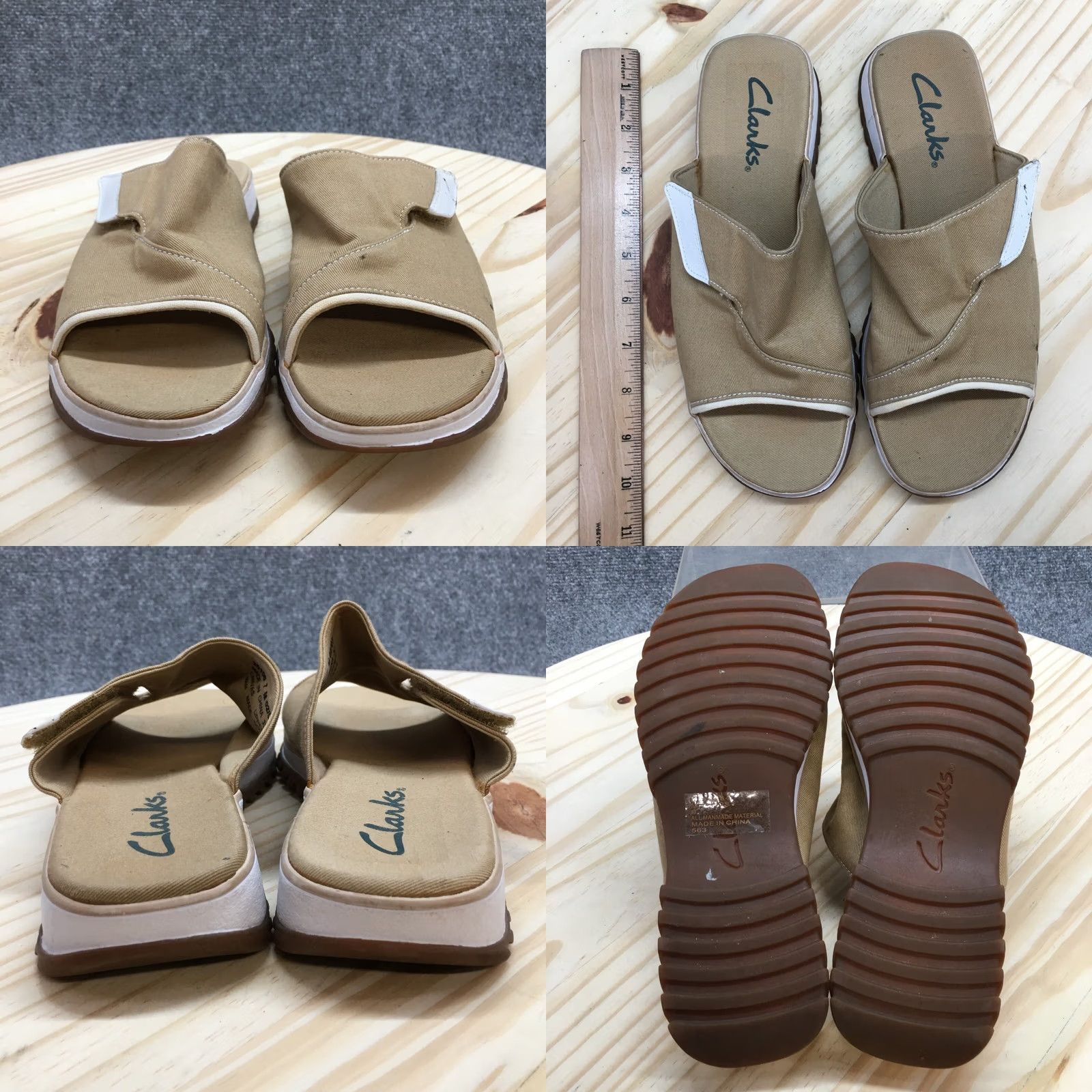 Clarks Clarks Sandals Womens 7 M Slide Brown Canvas Slip On Casual Comfort Wedge Heels Size US 7 / IT 37 - 8 Thumbnail
