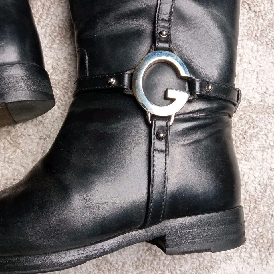 Gucci Black Leather Riding Boots with G Strap Size US 7 / IT 37 - 4 Thumbnail