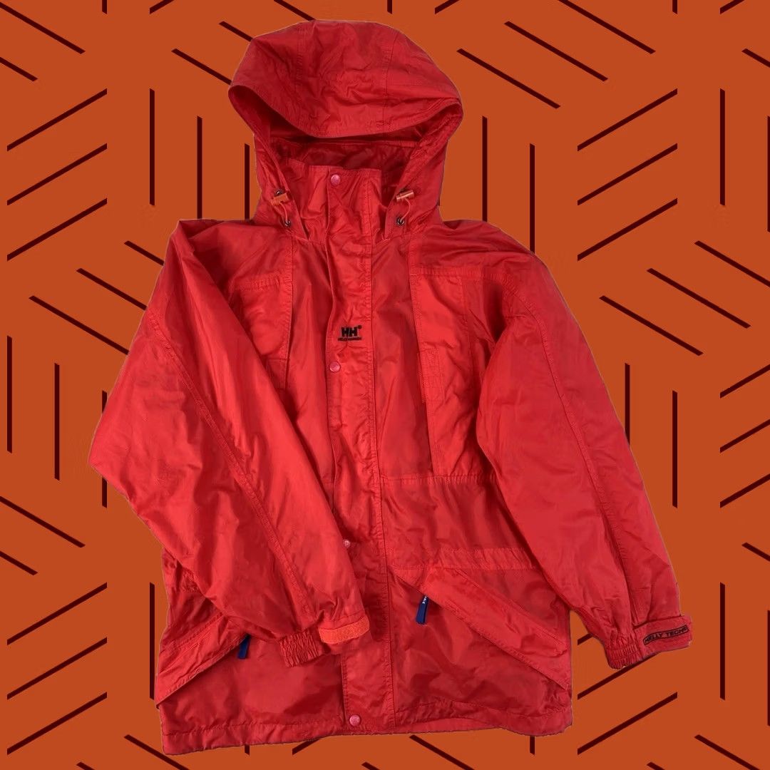Helly Hansen VINTAGE Helly Hansen Helly Tech Red Rain Jacket Mens Medium Packable Hooded Lightweight Wind-Resistant Water Resistant 90s Retro Size US M / EU 48-50 / 2 - 1 Thumbnail