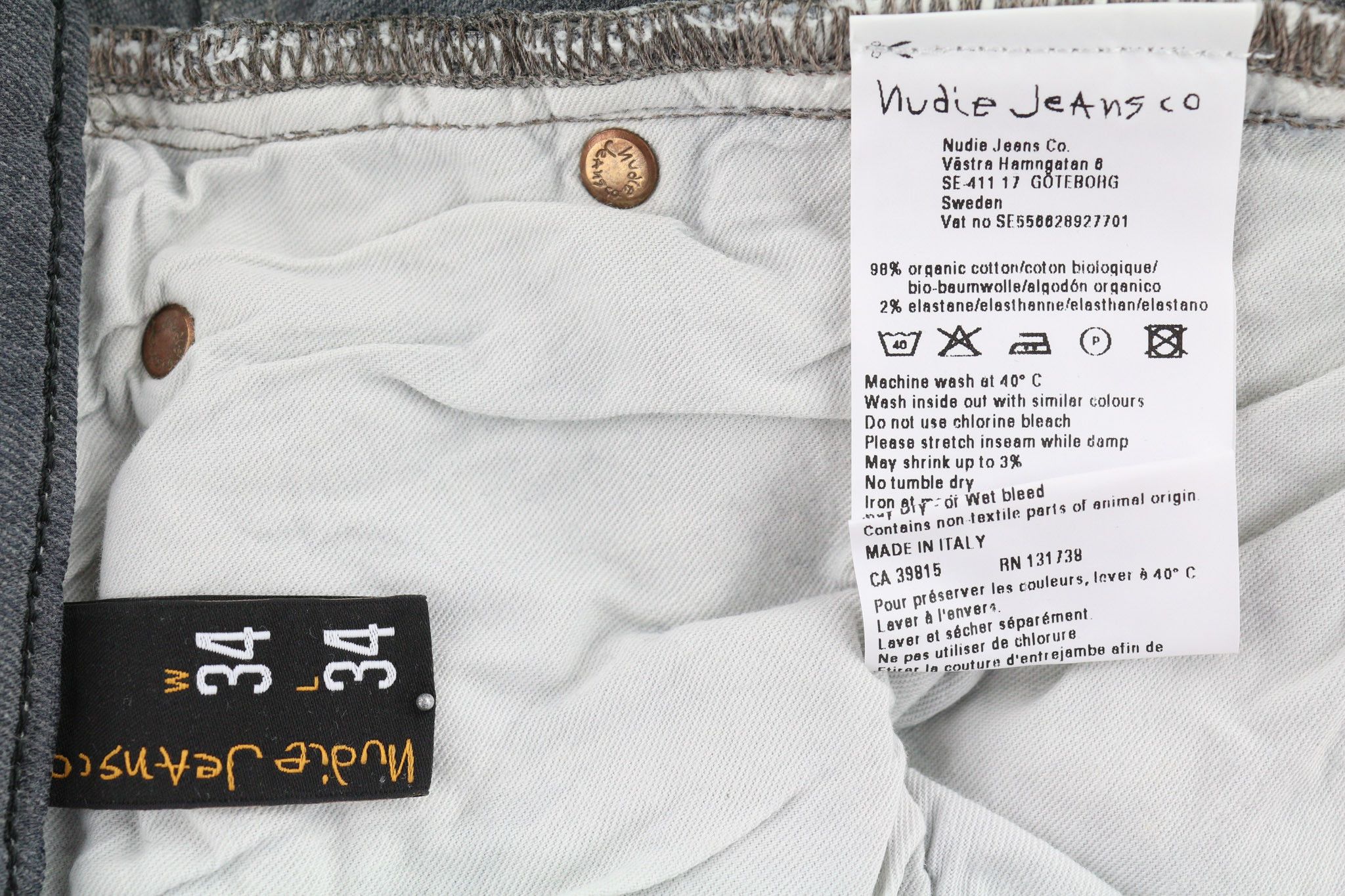 Nudie Jeans TIGHT LONG JOHN W34/L34 Slim Charcoal Jeans 80695 Size US 34 / EU 50 - 6 Thumbnail