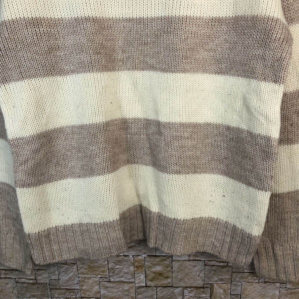 GU × OVER THE STRiPES GU Stripe Brown White Knitwear #A482 Size L / US 10 / IT 46 - 6 Thumbnail