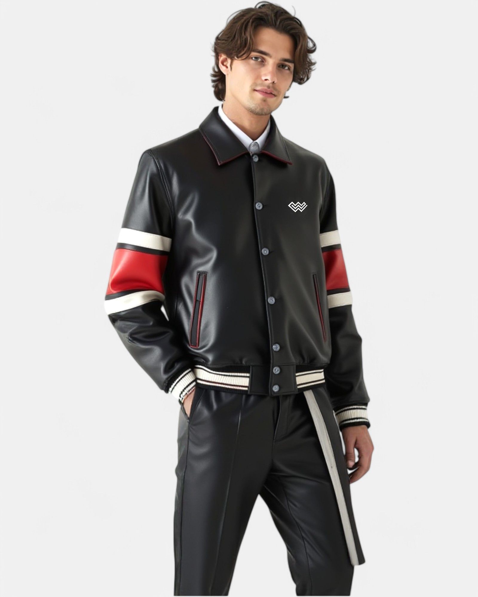 Vintage Wleti Velocity Vegan Jacket – Red, Black & Cream Size US M / EU 48-50 / 2 - 4 Thumbnail