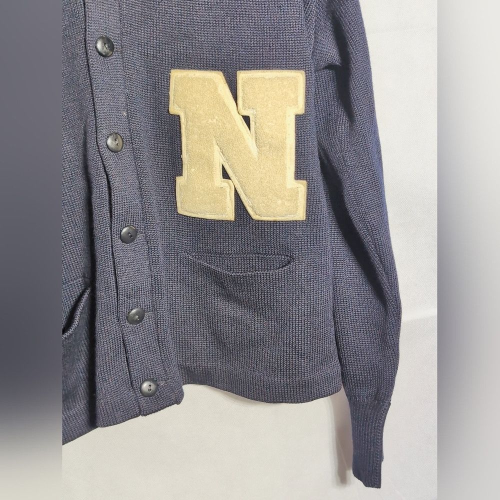 Other 1950s Whiting Los Angeles Navy Wool Cardigan Letter Sweater Size US XXL / EU 58 / 5 - 4 Thumbnail