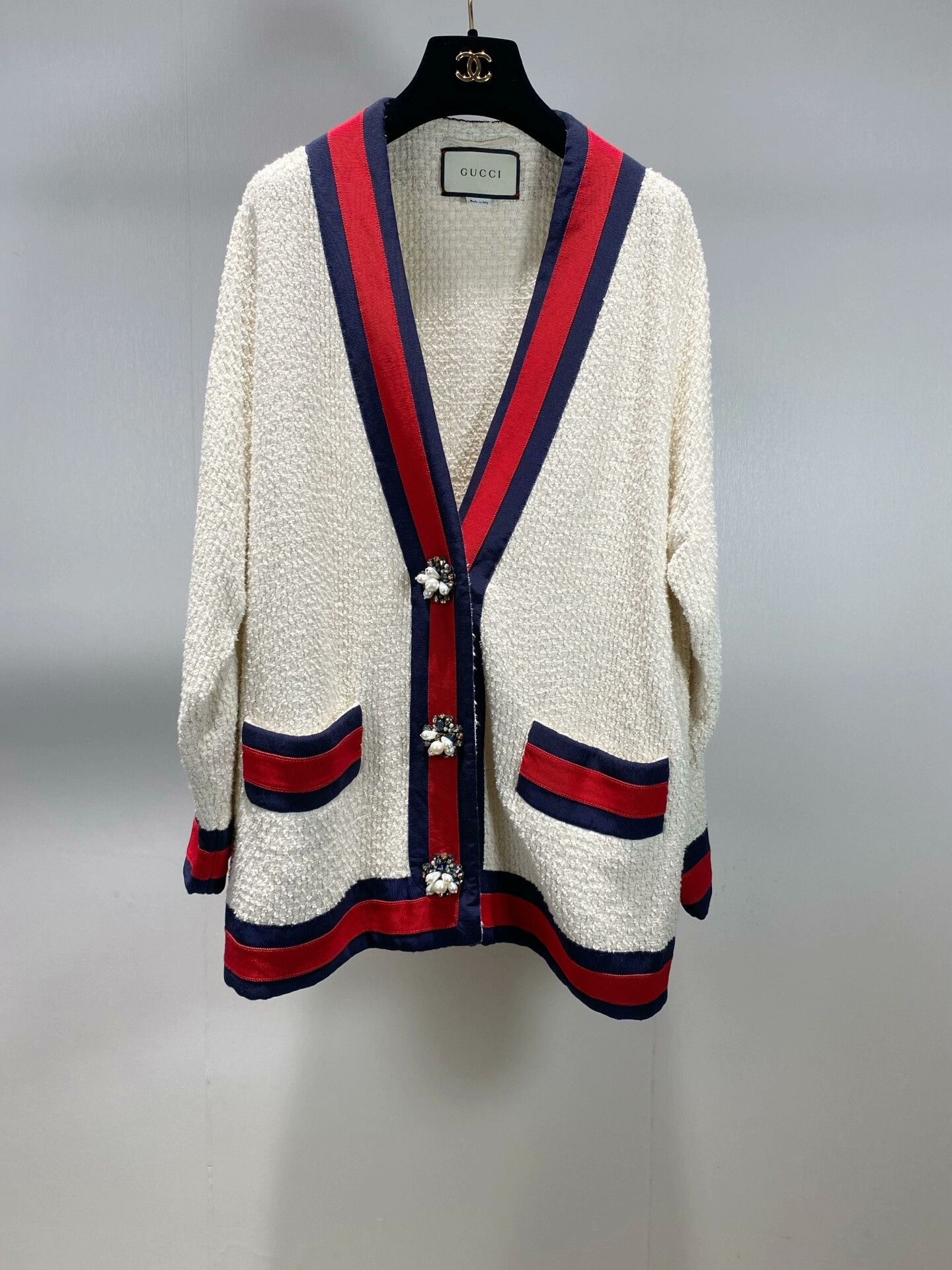 Gucci Gucci Tweed Diamond Button Cardigan Size S / US 4 / IT 40 - 1 Thumbnail