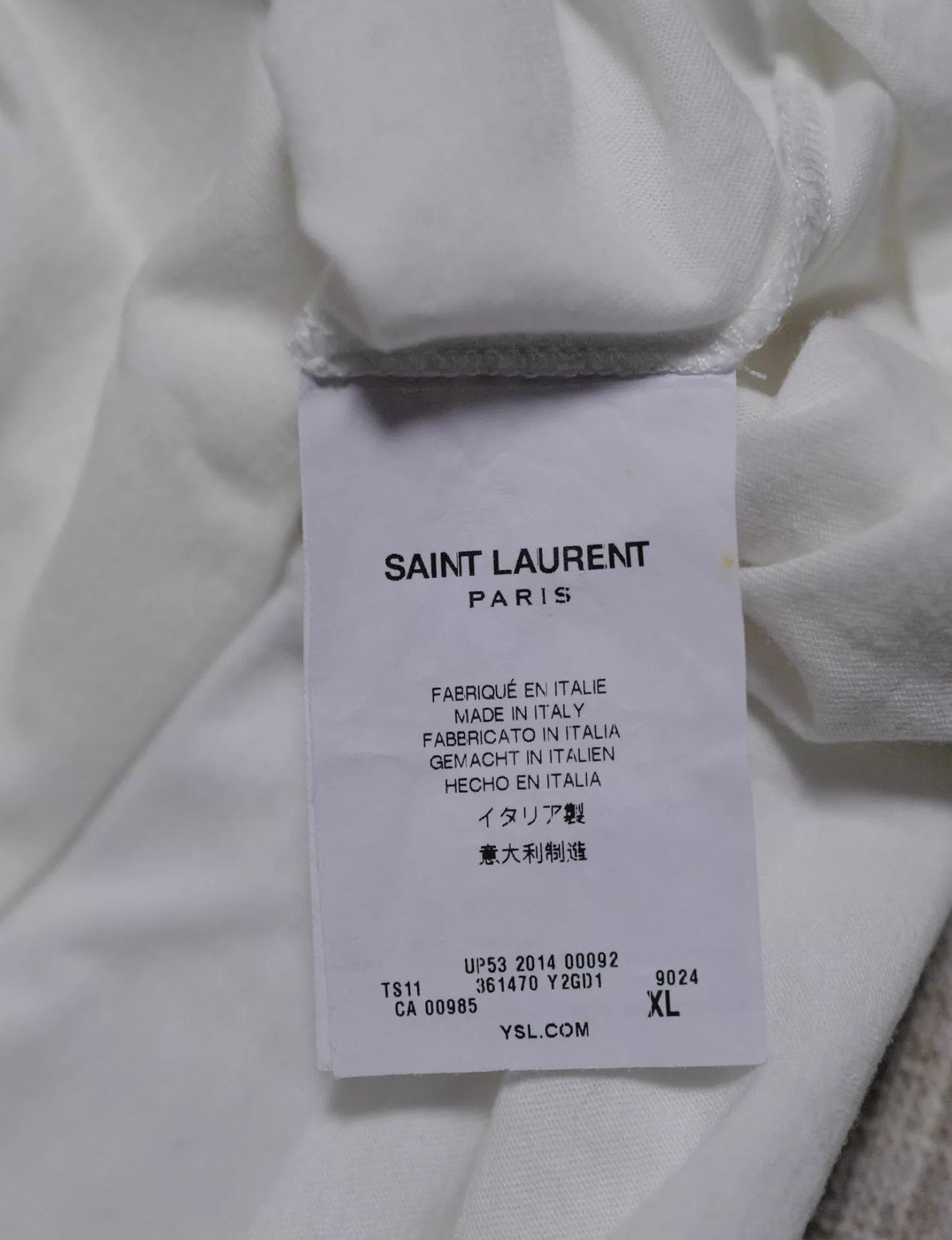 Saint Laurent Paris SLP 14AW Ivory Print Tee XL Size XL / US 12-14 / IT 48-50 - 4 Thumbnail
