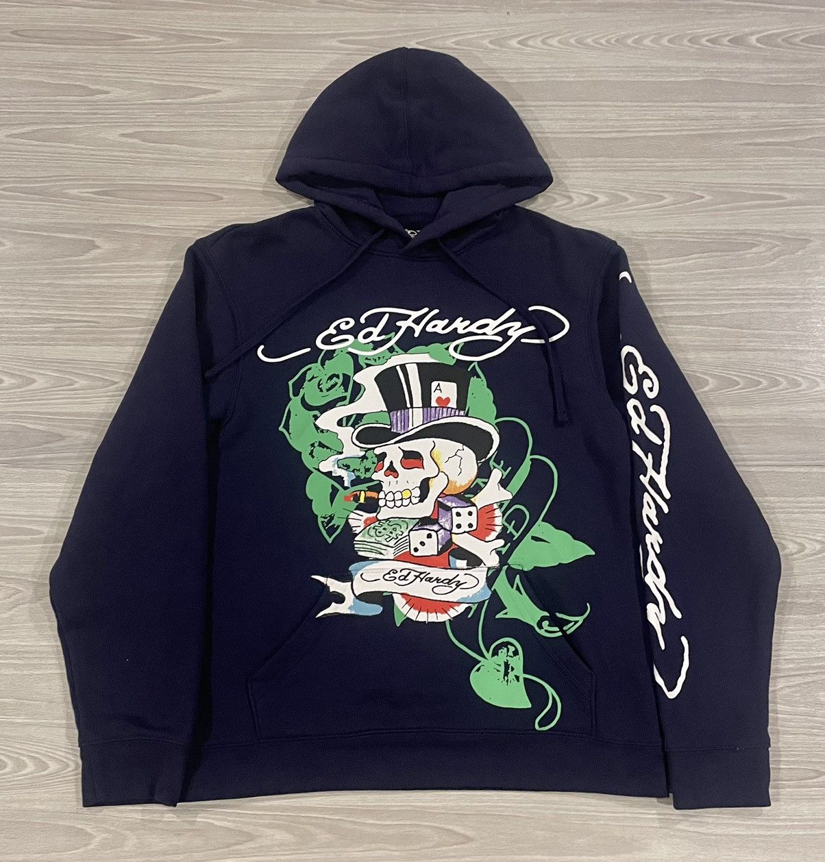 Ed Hardy Ed Hardy Hoodie Blue Skull Cross Bones Rose Mens Size Medium Size US M / EU 48-50 / 2 - 1 Thumbnail