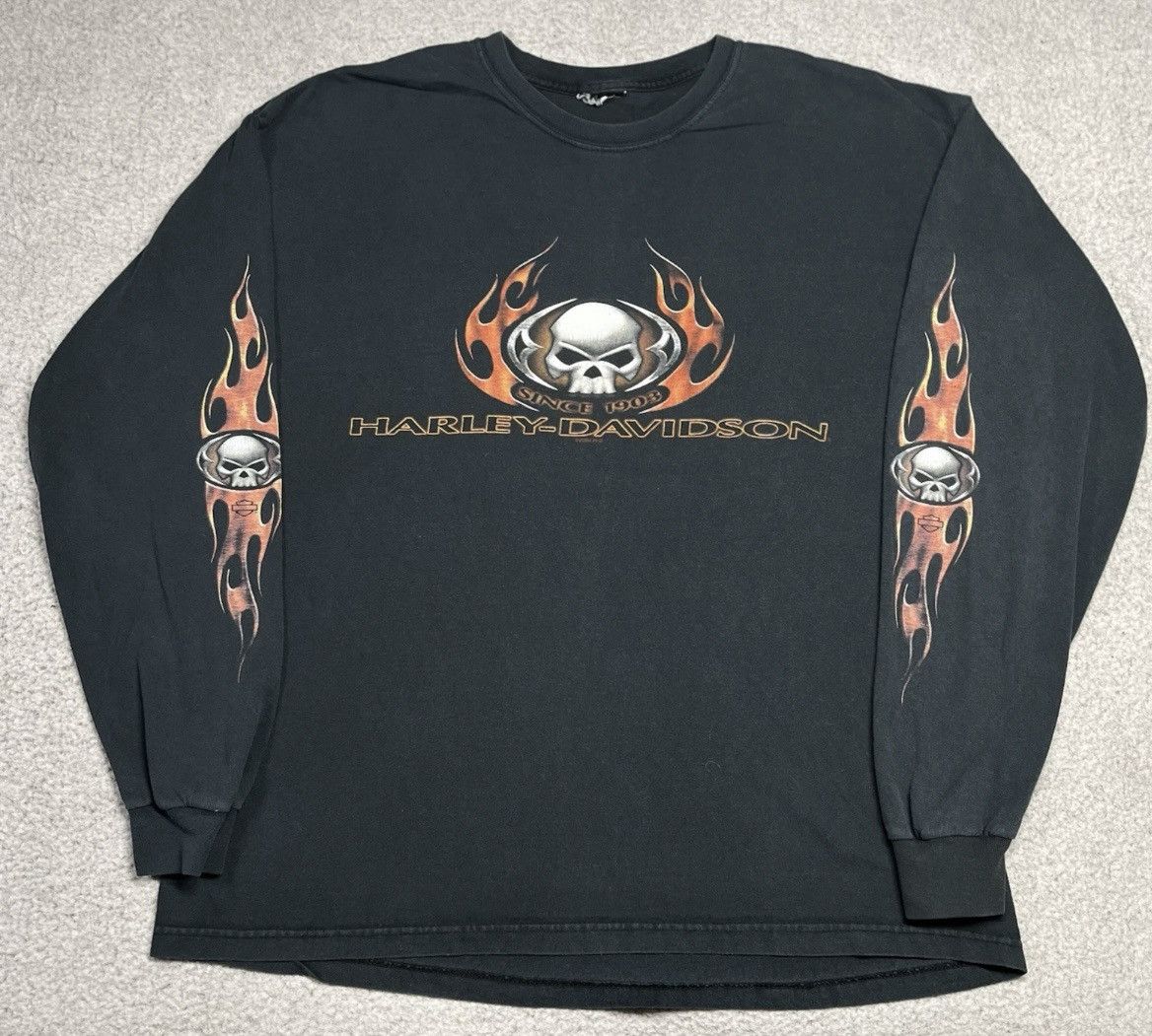 Harley Davidson Vintage Harley Davidson Shirt XL Faded Flame Skull Y2K Size US XL / EU 56 / 4 - 1 Thumbnail