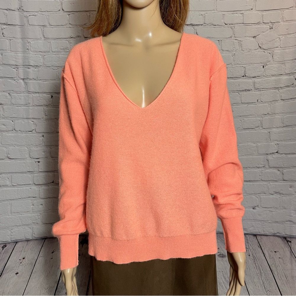 Free People New Free People Harmony Cashmere Orange V Sweater Size S Size S / US 4 / IT 40 - 4 Thumbnail