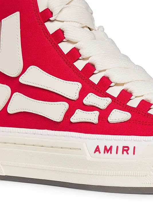 Amiri os11x0326 Skel Court High-Top Sneakers in Red/White Size US 9 / EU 42 - 5 Thumbnail