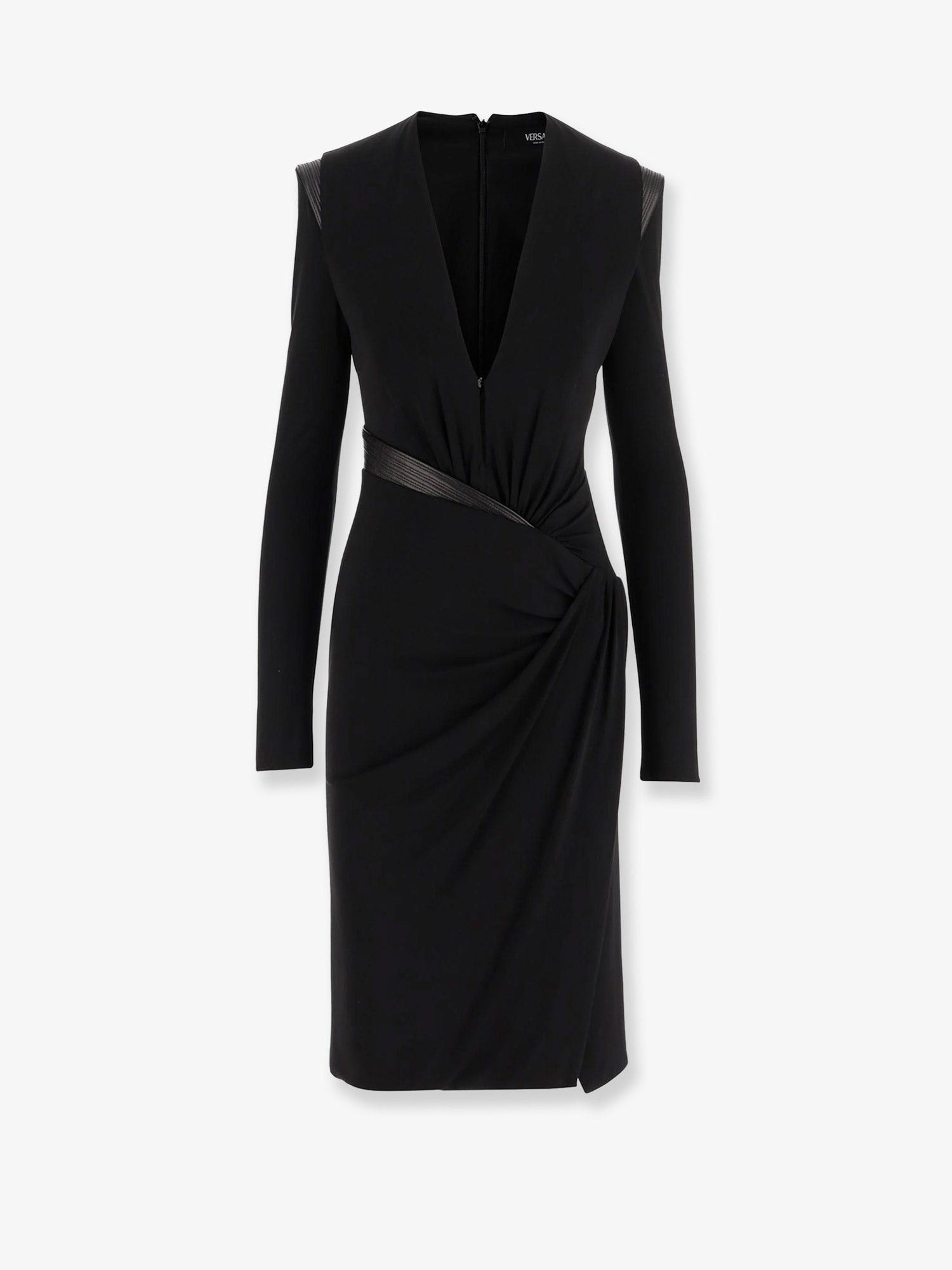 Crepe Mini Dress With V-Neckline