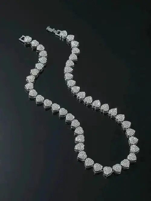 Other Retro Punk Rhinestone Necklace Chain Heart Size ONE SIZE - 2 Thumbnail