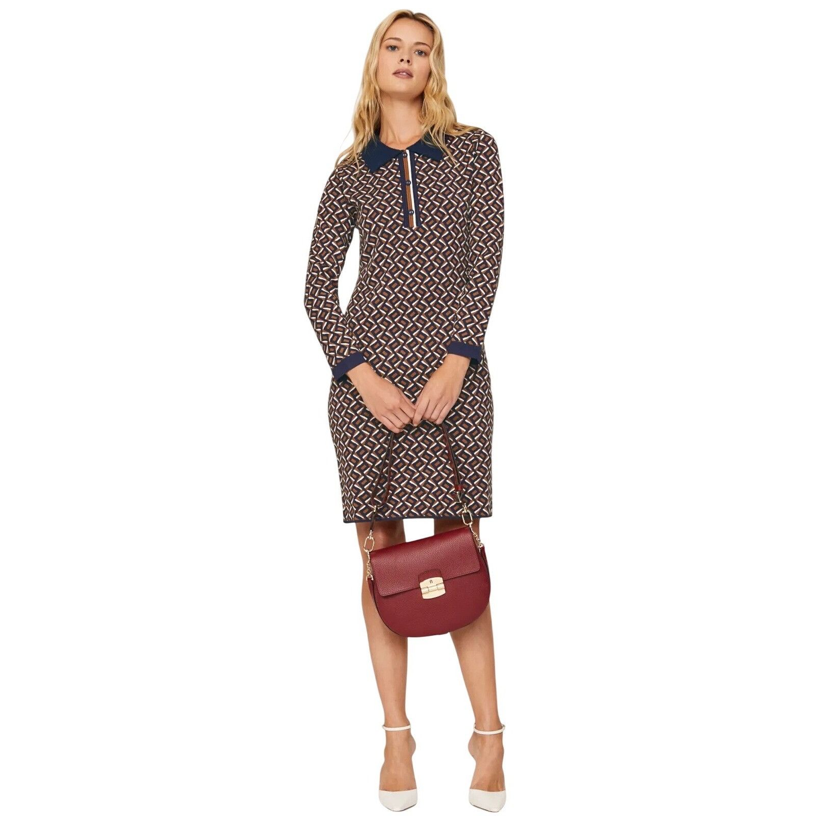 Diane von Furstenberg Diane Von Furstenberg XS Milena LongSleeve Polo Sheath Dress Size XS / US 0-2 / IT 36-38 - 2 Thumbnail
