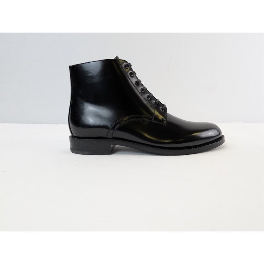 Celine o1rshd1 Leather Mid Top Shiny Classic Army Boots in Black Size US 7 / EU 40 - 4 Thumbnail