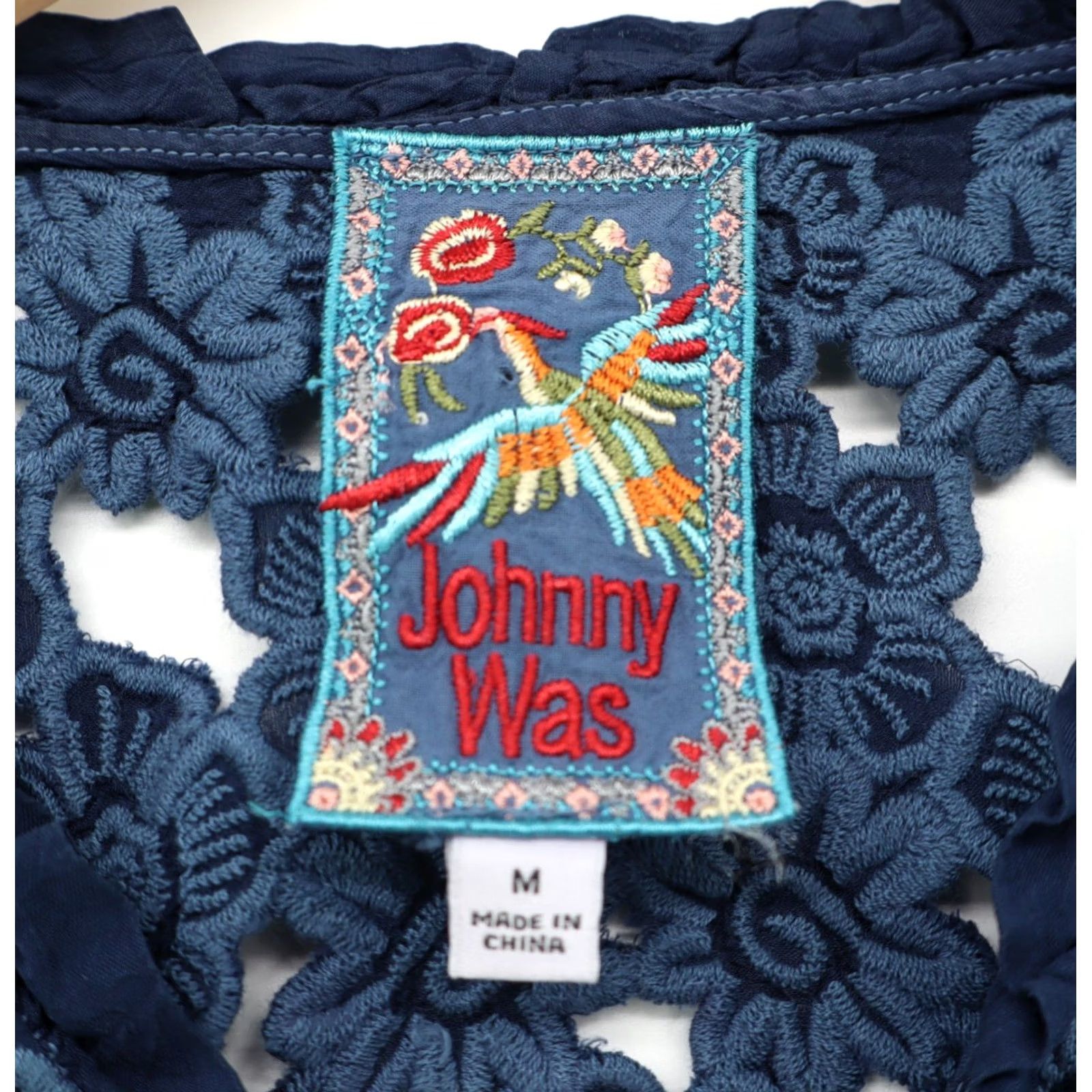 Johnny Was Johnny Was Blue Embroidered Peasant Blouse Round Neck Long Sleeve Sz M Womens Silk Rayon Bohemian Tunic Casual Size M / US 6-8 / IT 42-44 - 4 Thumbnail