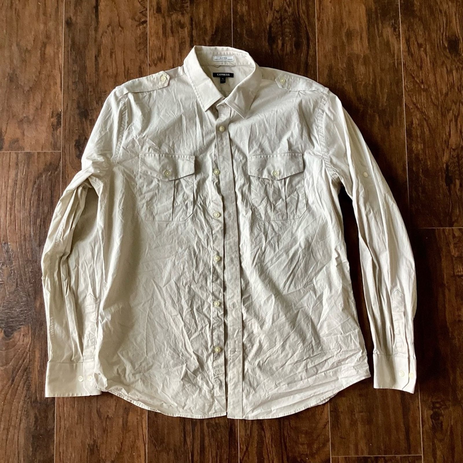 Express Express Fitted Long Sleeve Button Down Size US XL / EU 56 / 4 - 2 Thumbnail