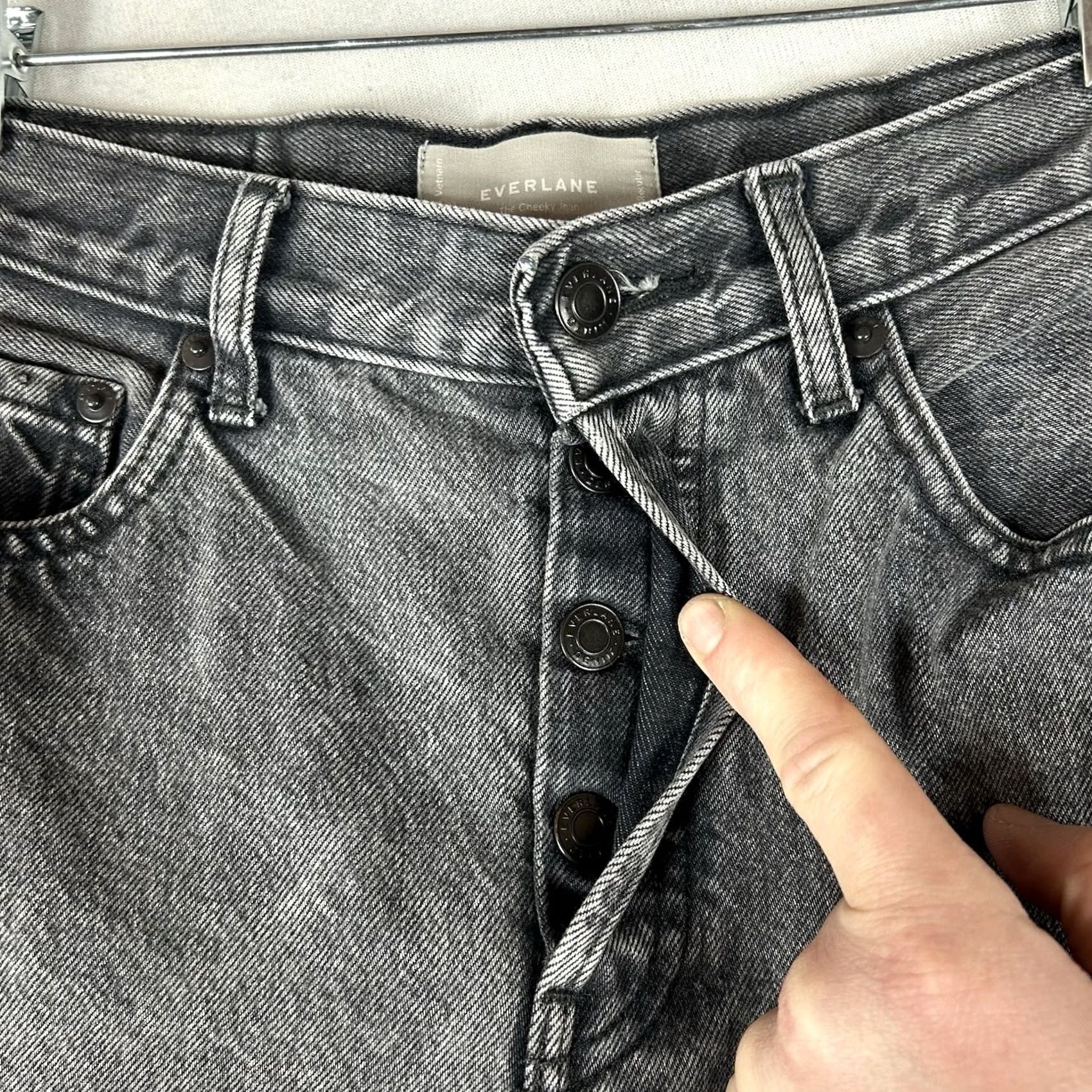 Everlane Everlane The Cheeky Jean Womens 25R Gray Denim Jeans Dark Wash Buttonfly Casual Straight 90s Pattern Womens Size 42" / US 20 - 4 Thumbnail