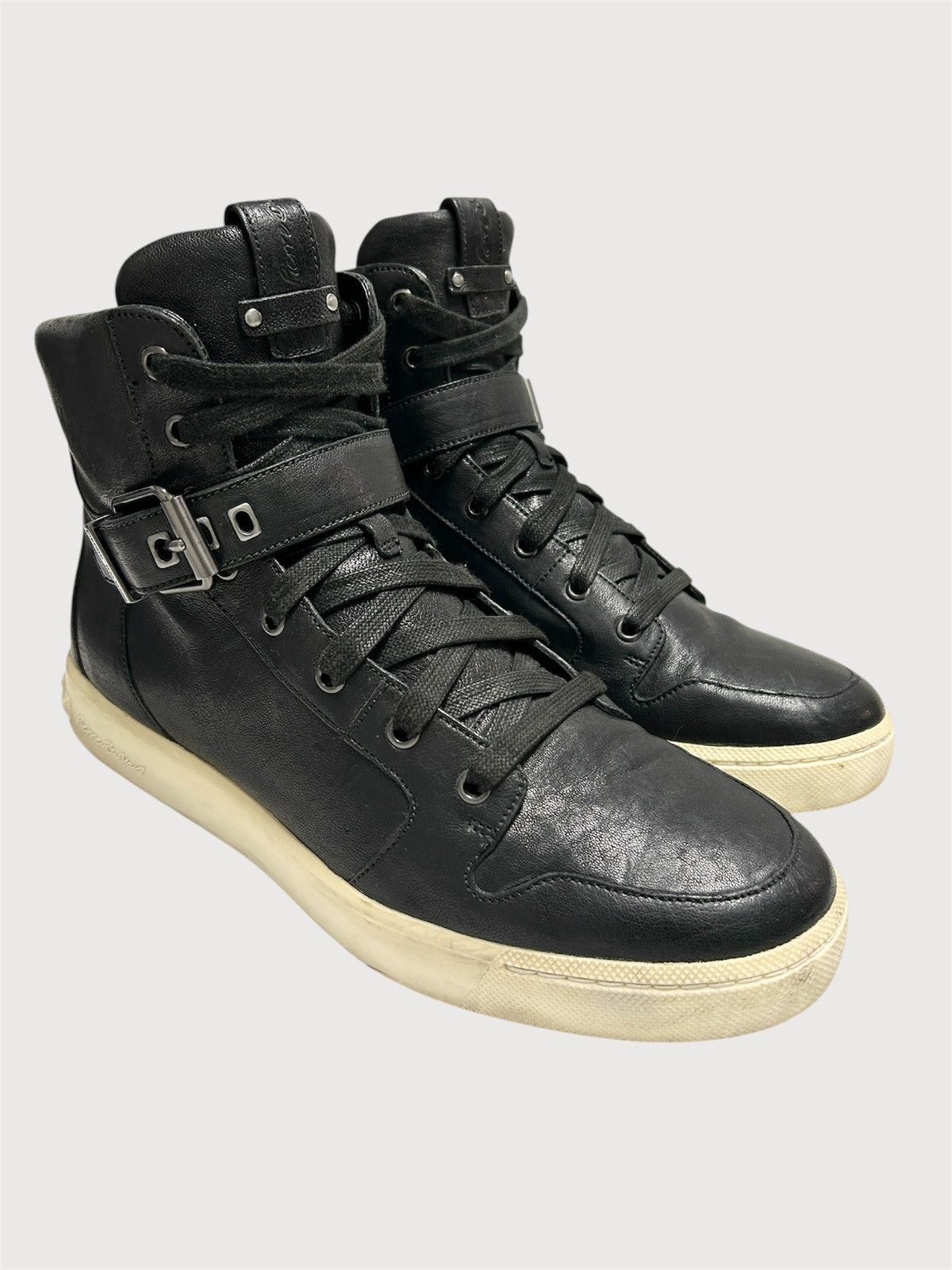 Balmain 2012 Buckle Strap Leather High-Top Sneakers Size US 10 / EU 43 - 1 Thumbnail