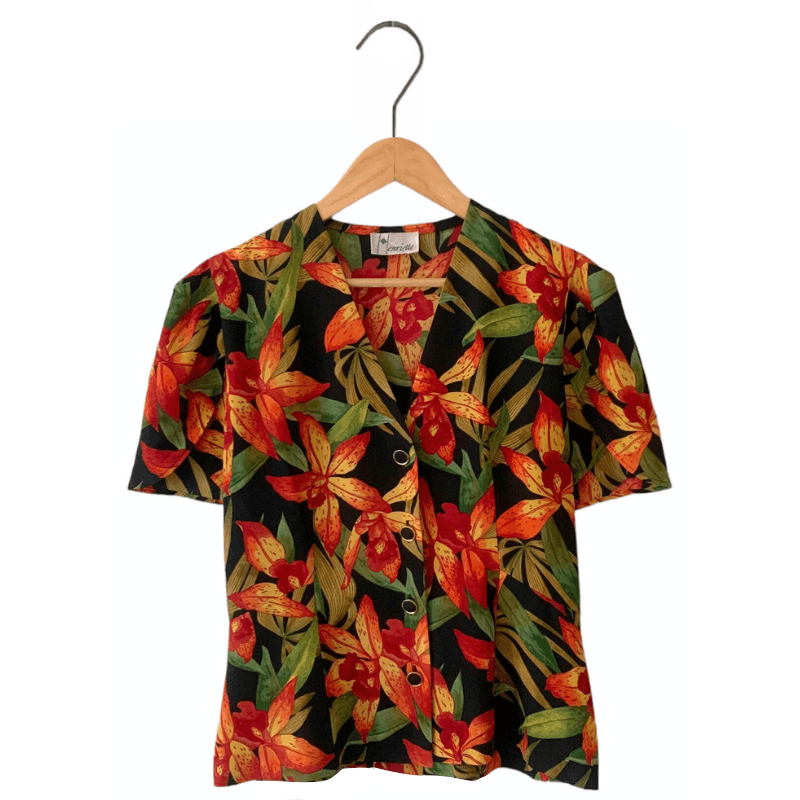 Vintage Vintage shirt with flowers / floral patterns - Henriette Size M / US 6-8 / IT 42-44 - 4 Thumbnail