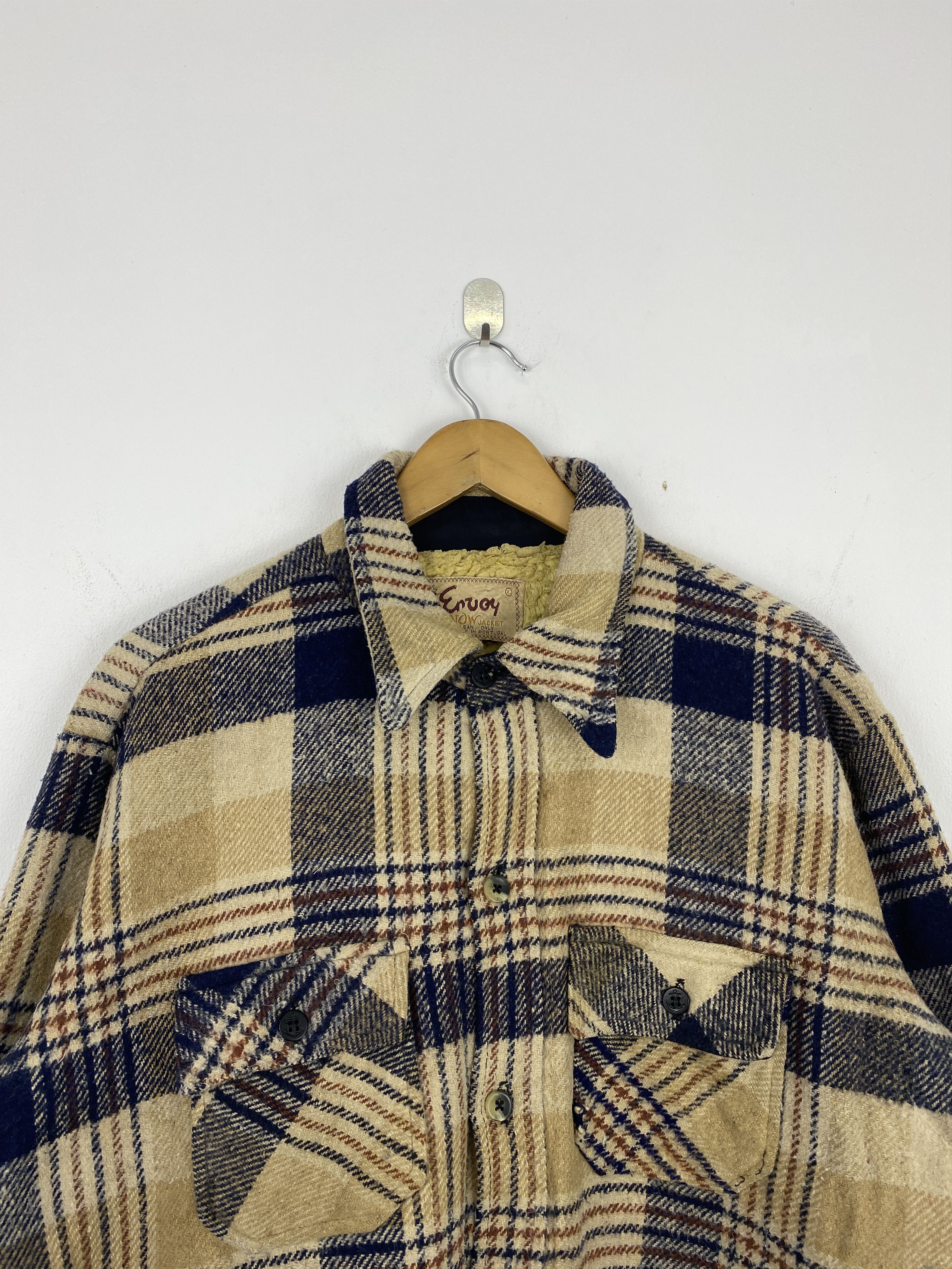 Portuguese Flannel × Vintage 60s Portuguese Flannel Plaid Sherpa Fleece Jacket Size US L / EU 52-54 / 3 - 2 Thumbnail