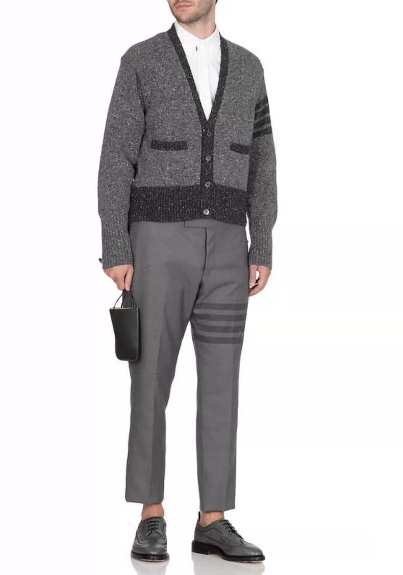 Thom Browne Thom browne Black and gray four-bar wool cardigan jacket 25 Size US L / EU 52-54 / 3 - 6 Thumbnail