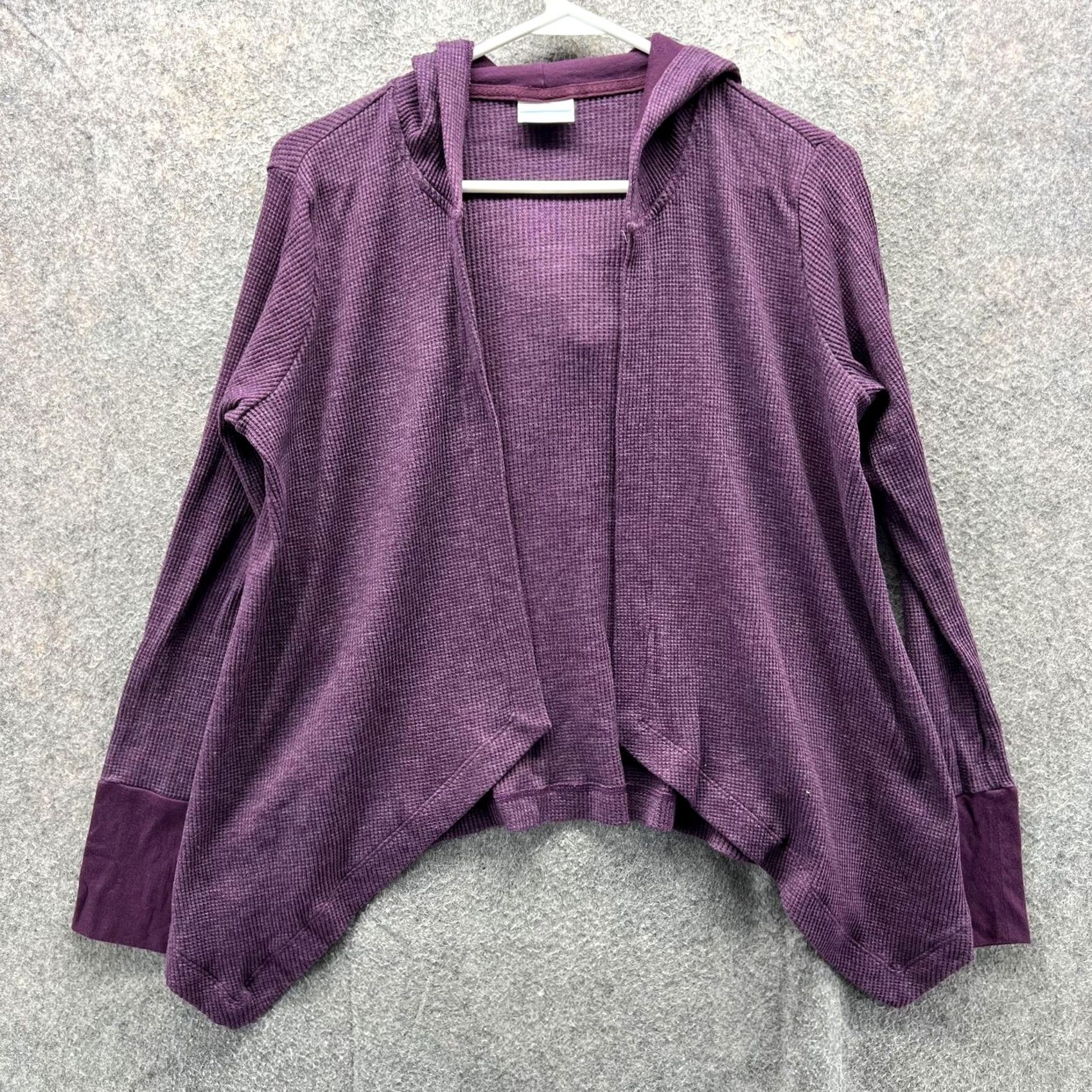 Vintage VINTAGE Columbia Sweater Womens XS Purple Waffle Knit Hooded Open Front Lightweight Size XS / US 0-2 / IT 36-38 - 2 Thumbnail