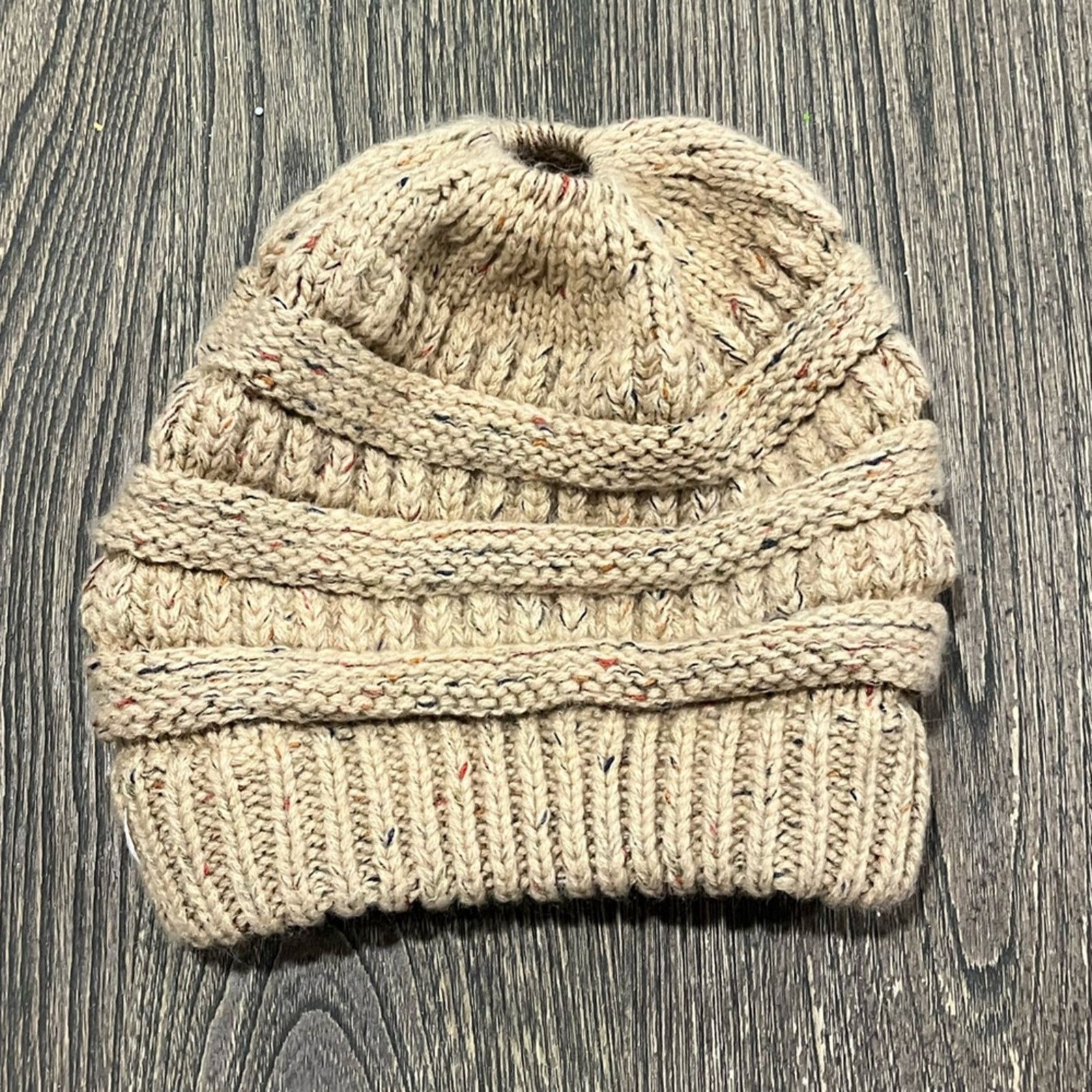 Vintage CC Beanie Hat Cozy Confetti Flecked Bun Acrylic One Size Size ONE SIZE - 5 Thumbnail