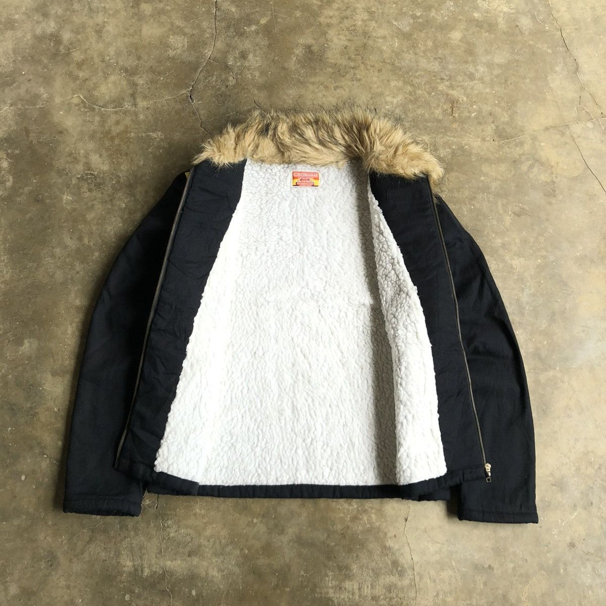 14th Addiction 2000s CocoLulu Canvas Fur Work Jacket Black Punk Style Size US M / EU 48-50 / 2 - 8 Thumbnail